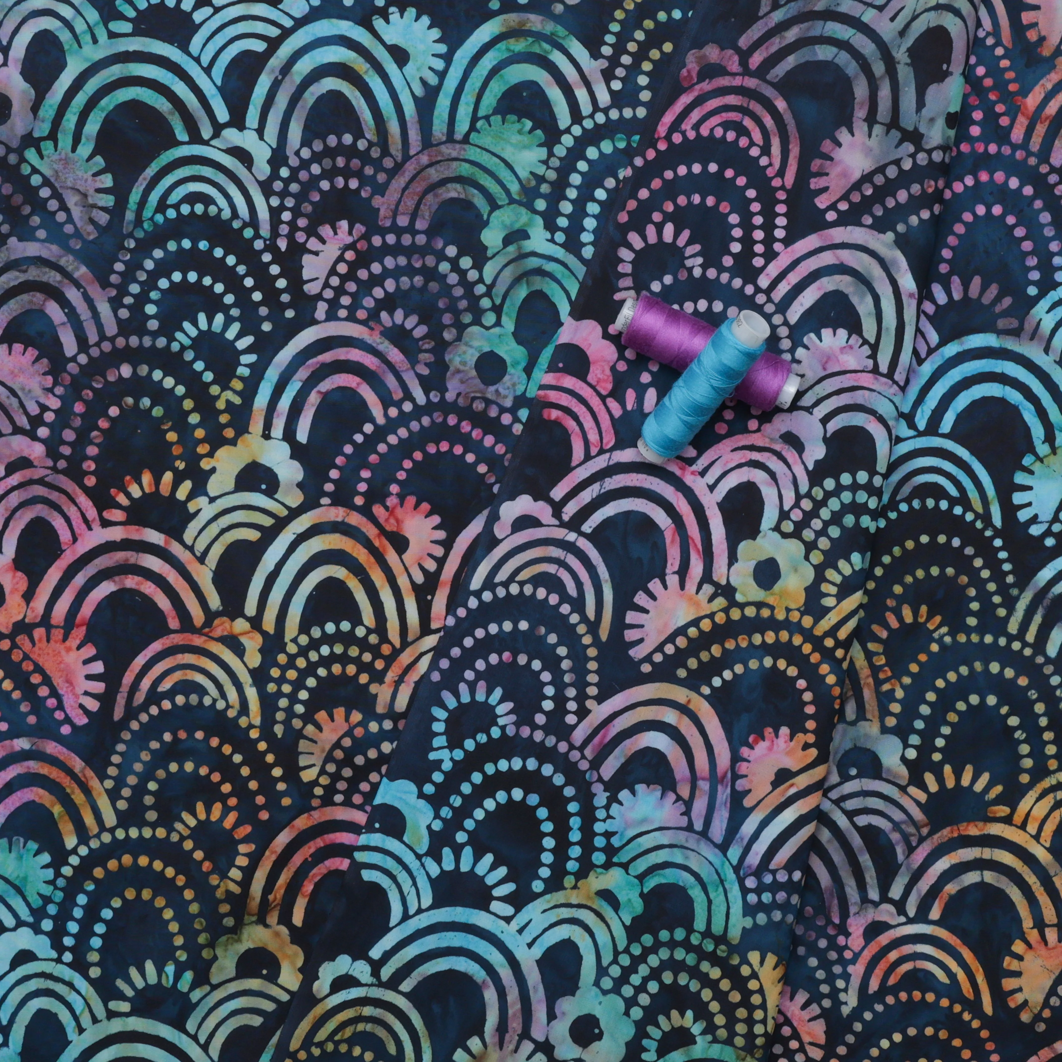 Artisan Batiks - Cotton - Retro Rainbow - Batik - Navy - Image 3