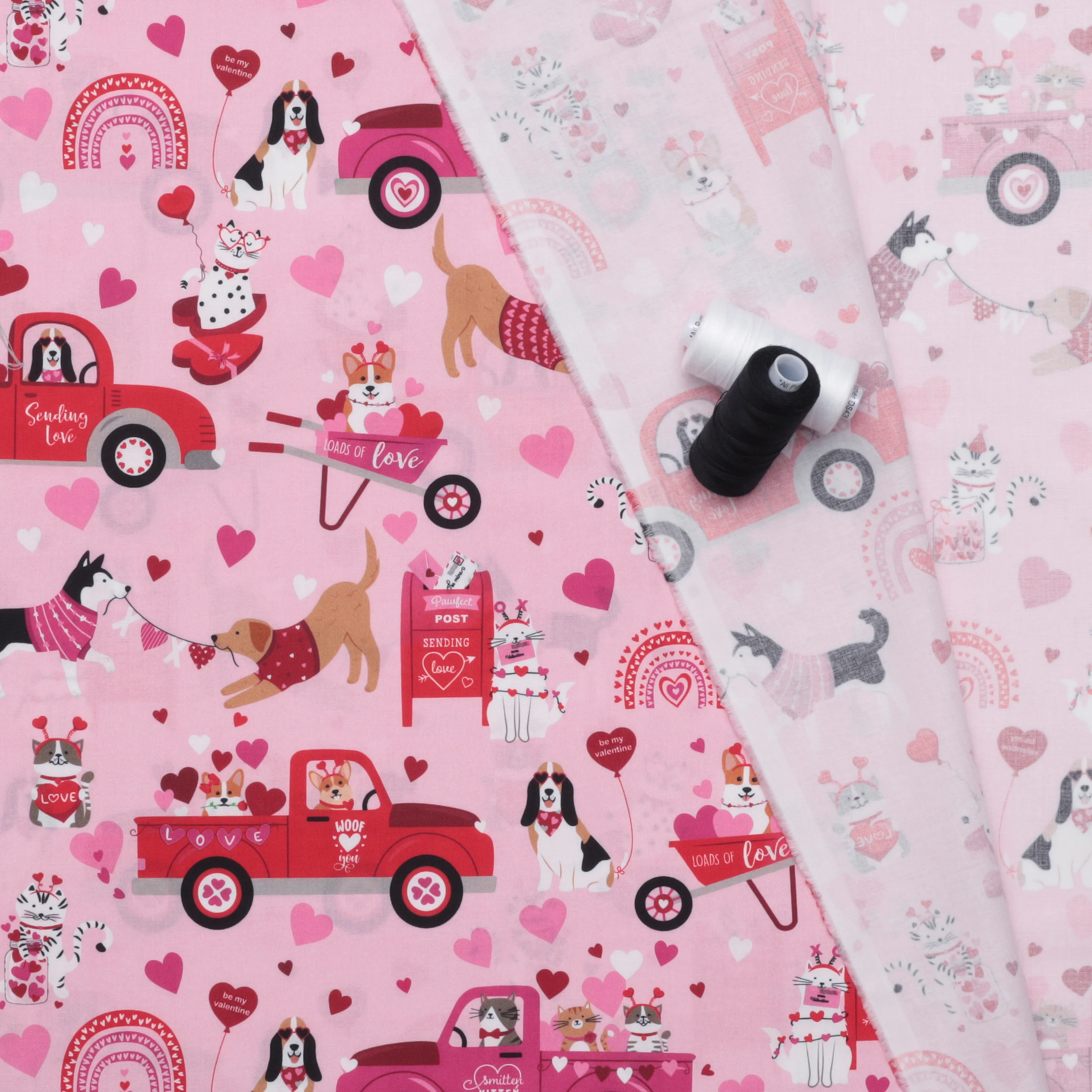 Benartex - Cotton - Love You Fur Ever - Love You Scenic - Pink - Image 3