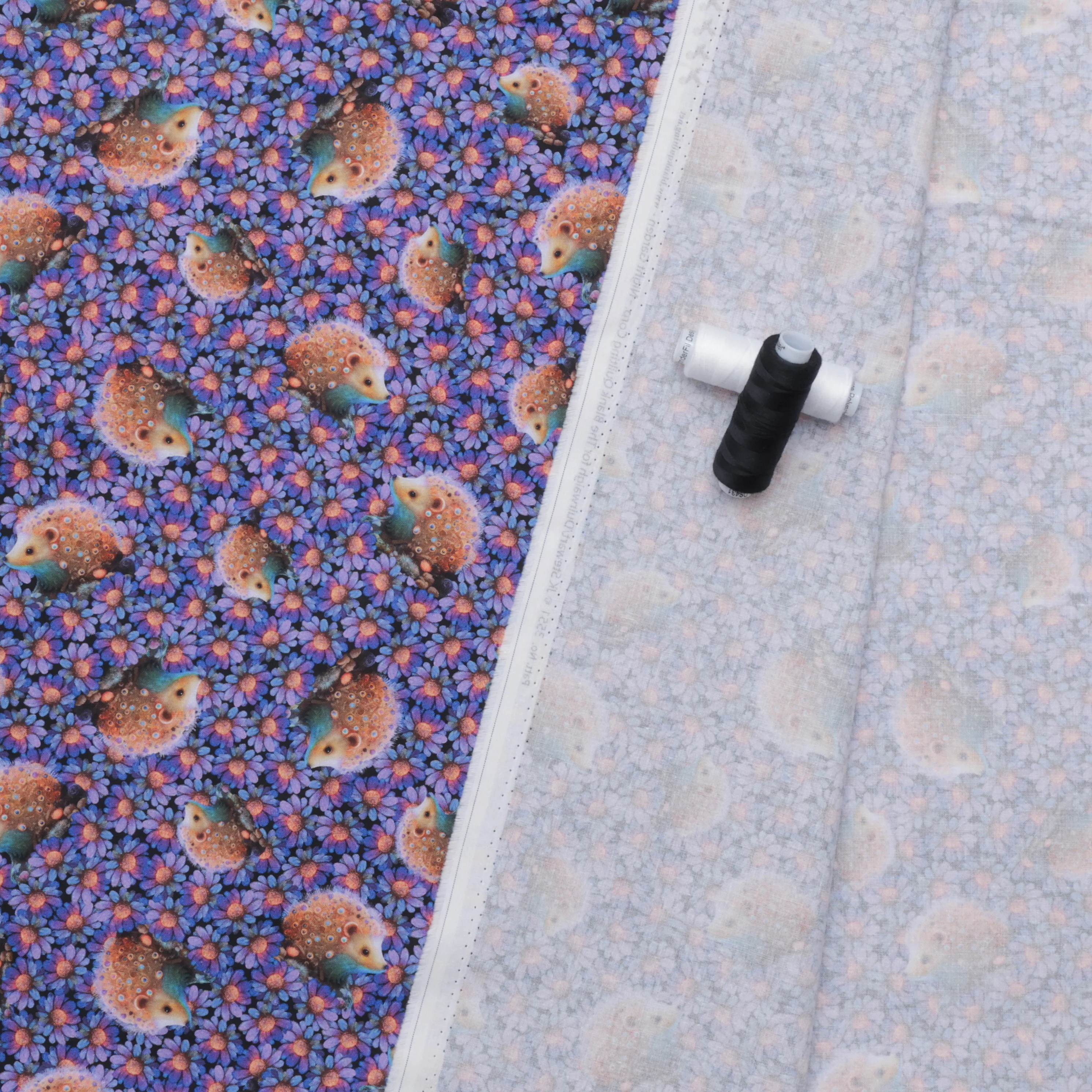 Blank Quilting - Cotton - Night Garden - Hedgehogs - Purple - Image 3