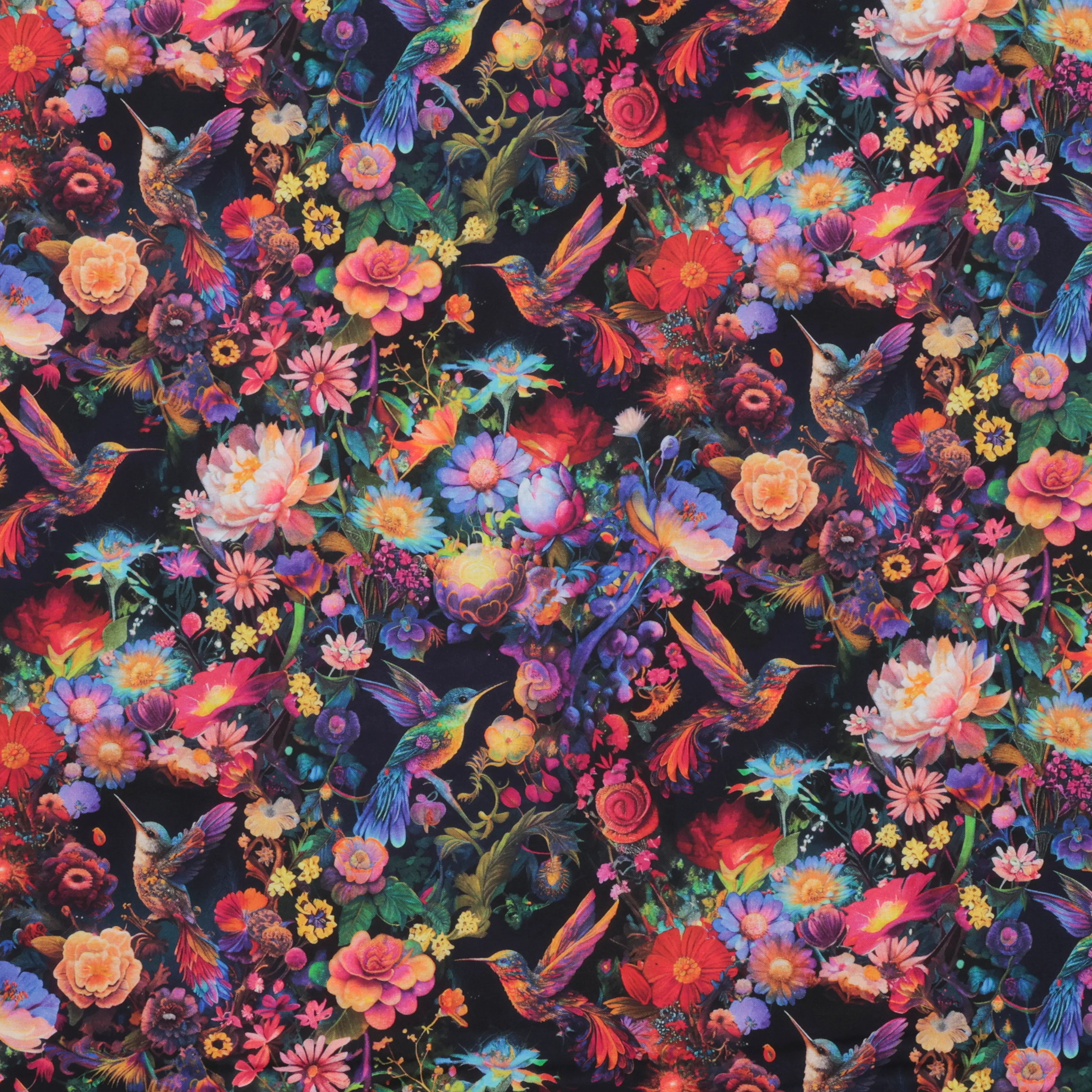 Blank Quilting - Cotton - Night Garden - Hummingbirds - Black - Image 2