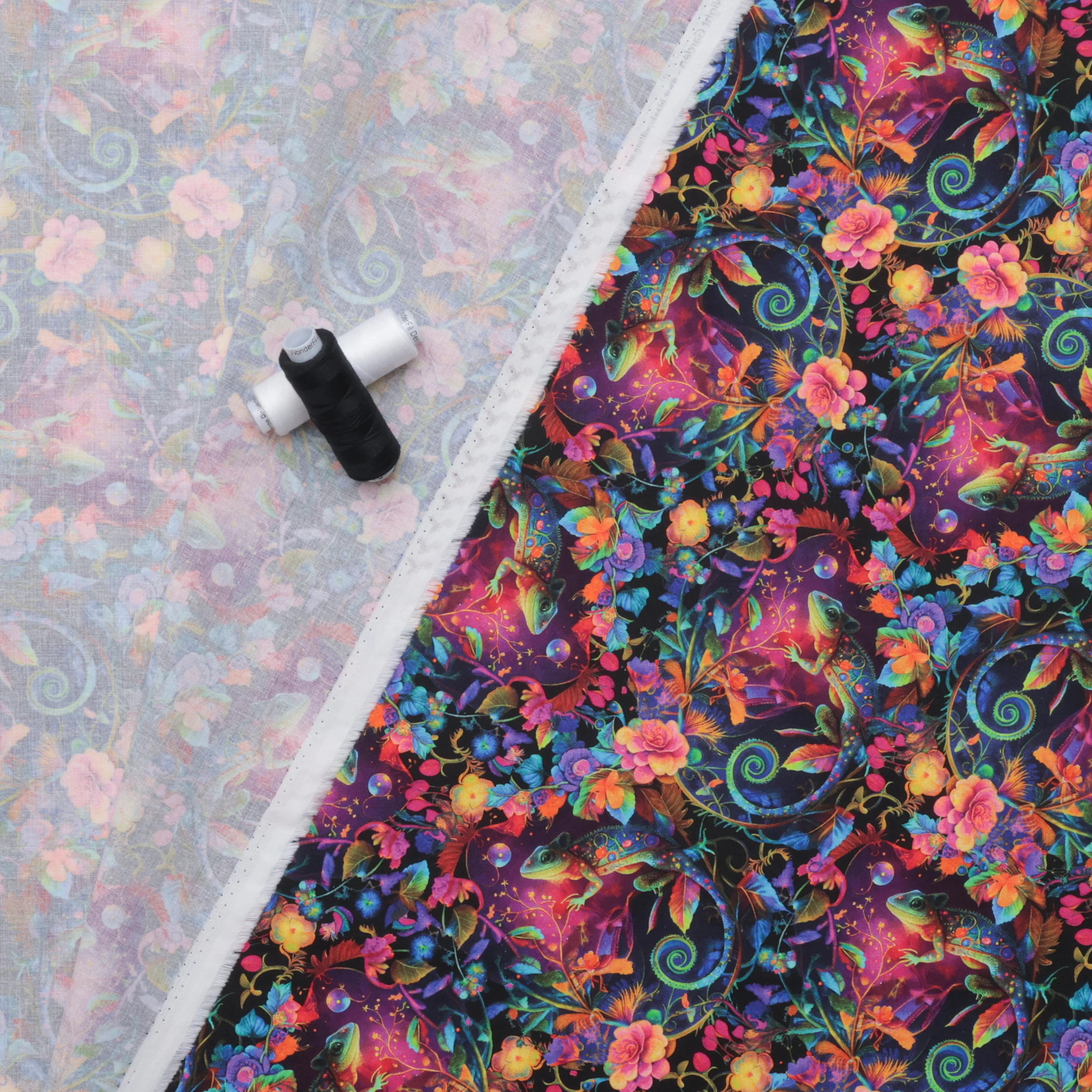 Blank Quilting - Cotton - Night Garden - Lizards - Blue - Image 3