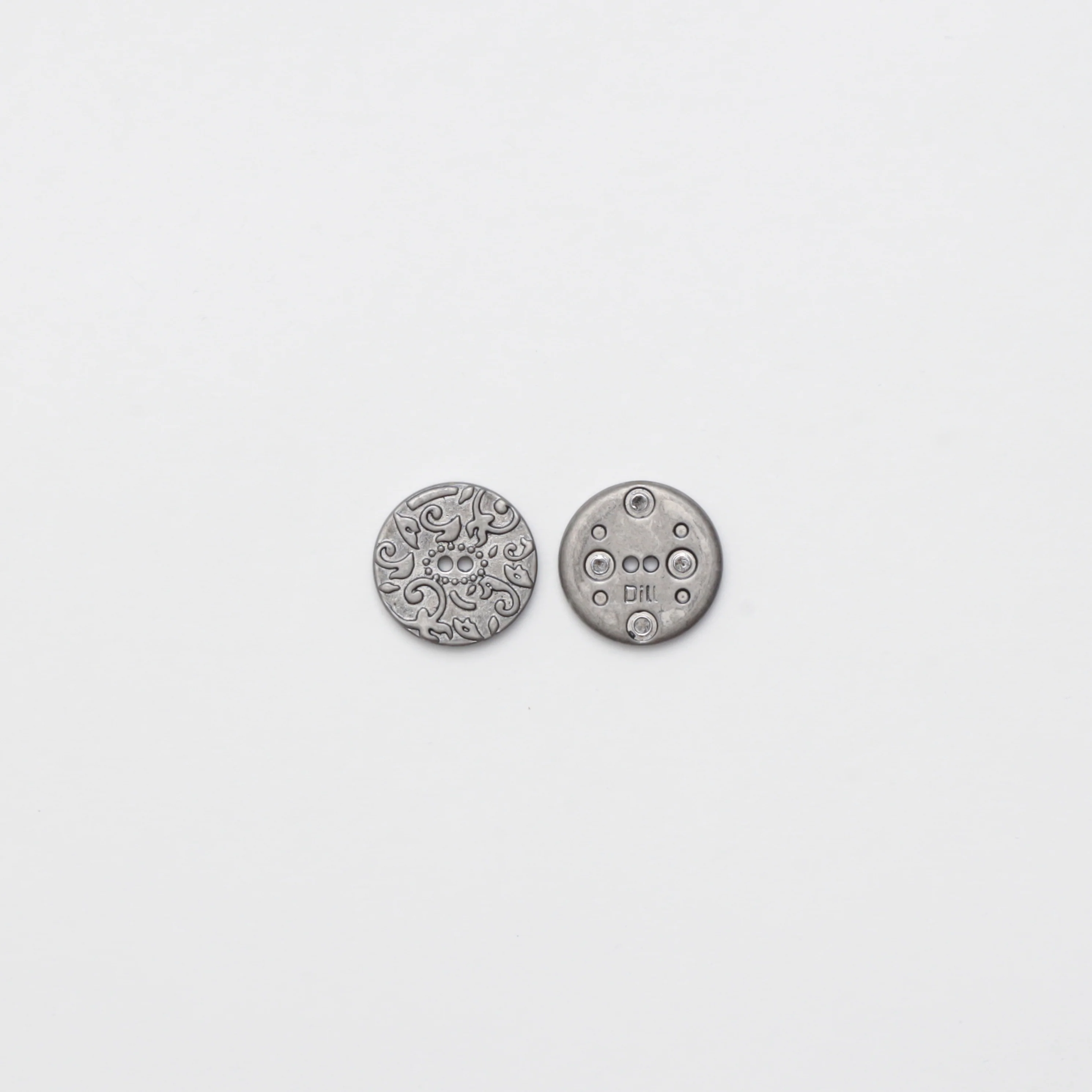Buttons - 2 Hole - 20mm - Antique Silver - Floral - Image 2
