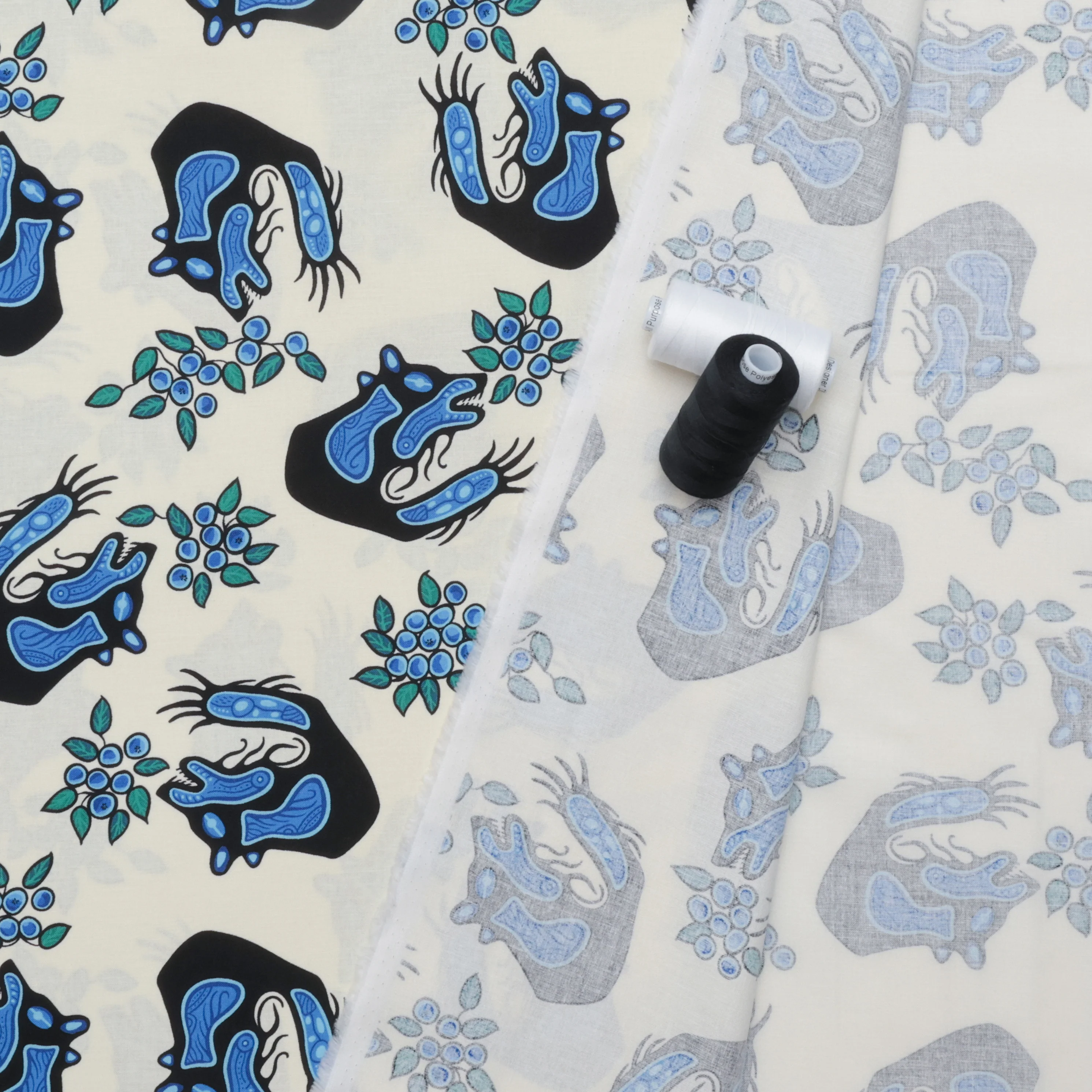 C.J. Houle - Cotton - Blueberry & Bear - Cream - Image 3