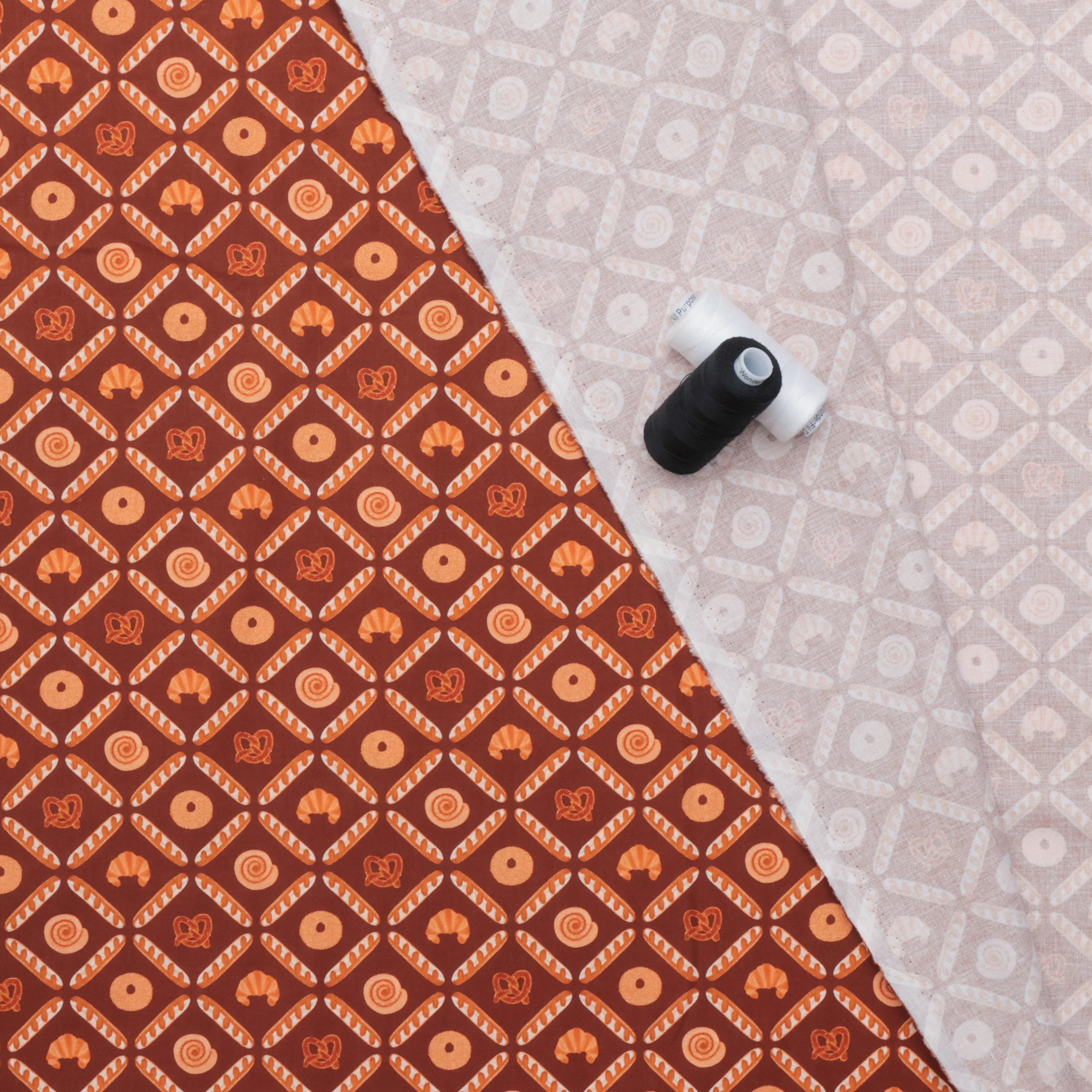 Camelot - Cotton - I Love Carbs - Bakery Lattice - Dark Brown - Image 3
