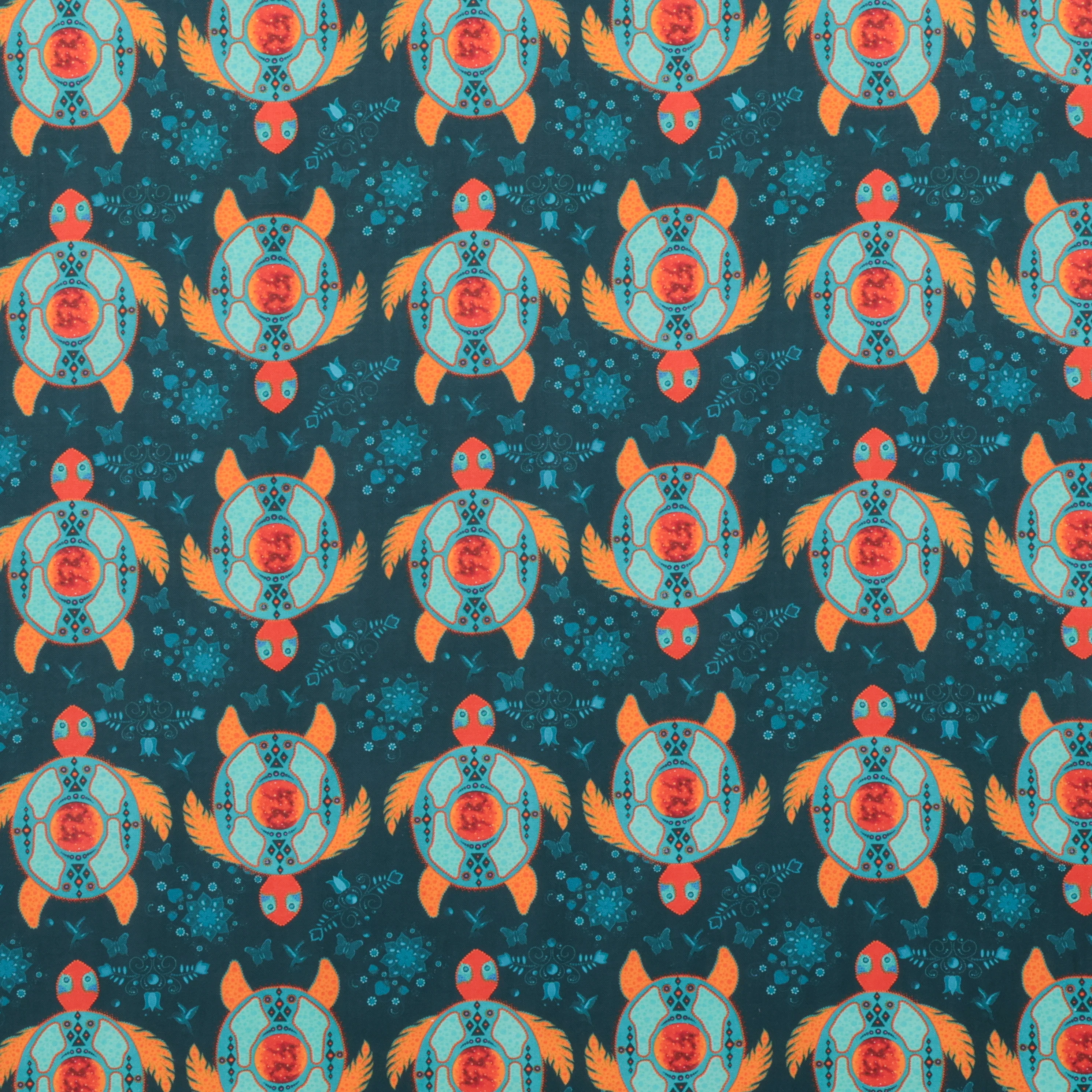 Camelot - Cotton - Truth Collection - Turtle Journey - Deep Teal - Image 2