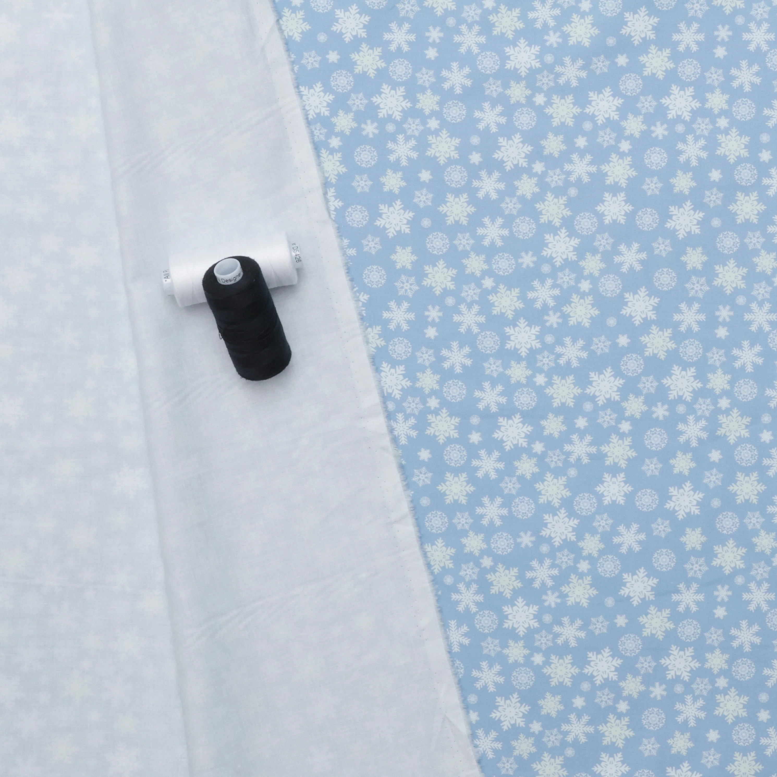 Camelot - Cotton - Winter Land - Scattered Snowflakes - Blue - Image 3