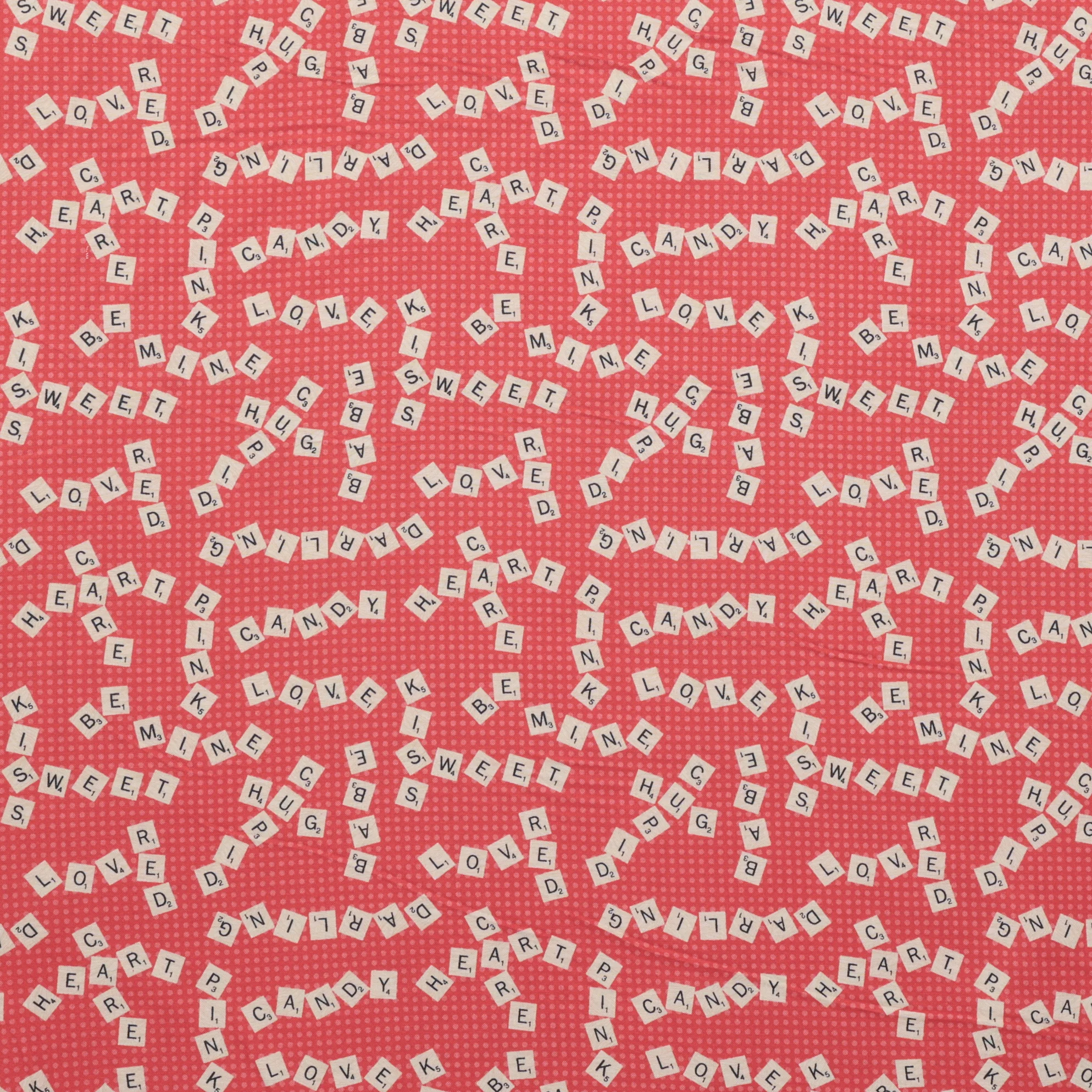 Camelot - Licensed Cotton - Scrabble Valentine Dot - Red - Image 2
