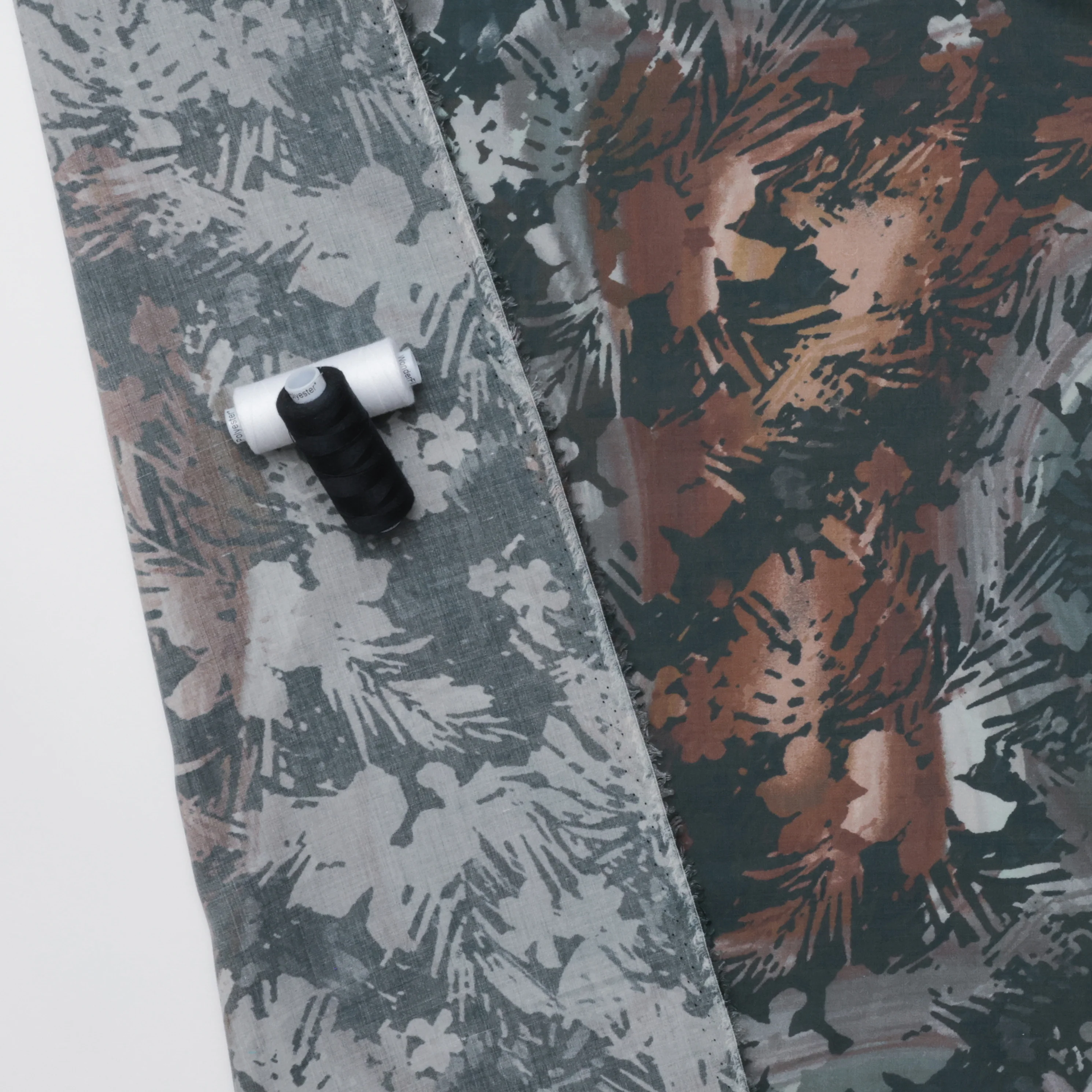 Cashmere Silk - Designer Print - Charcoal Brown - Image 3