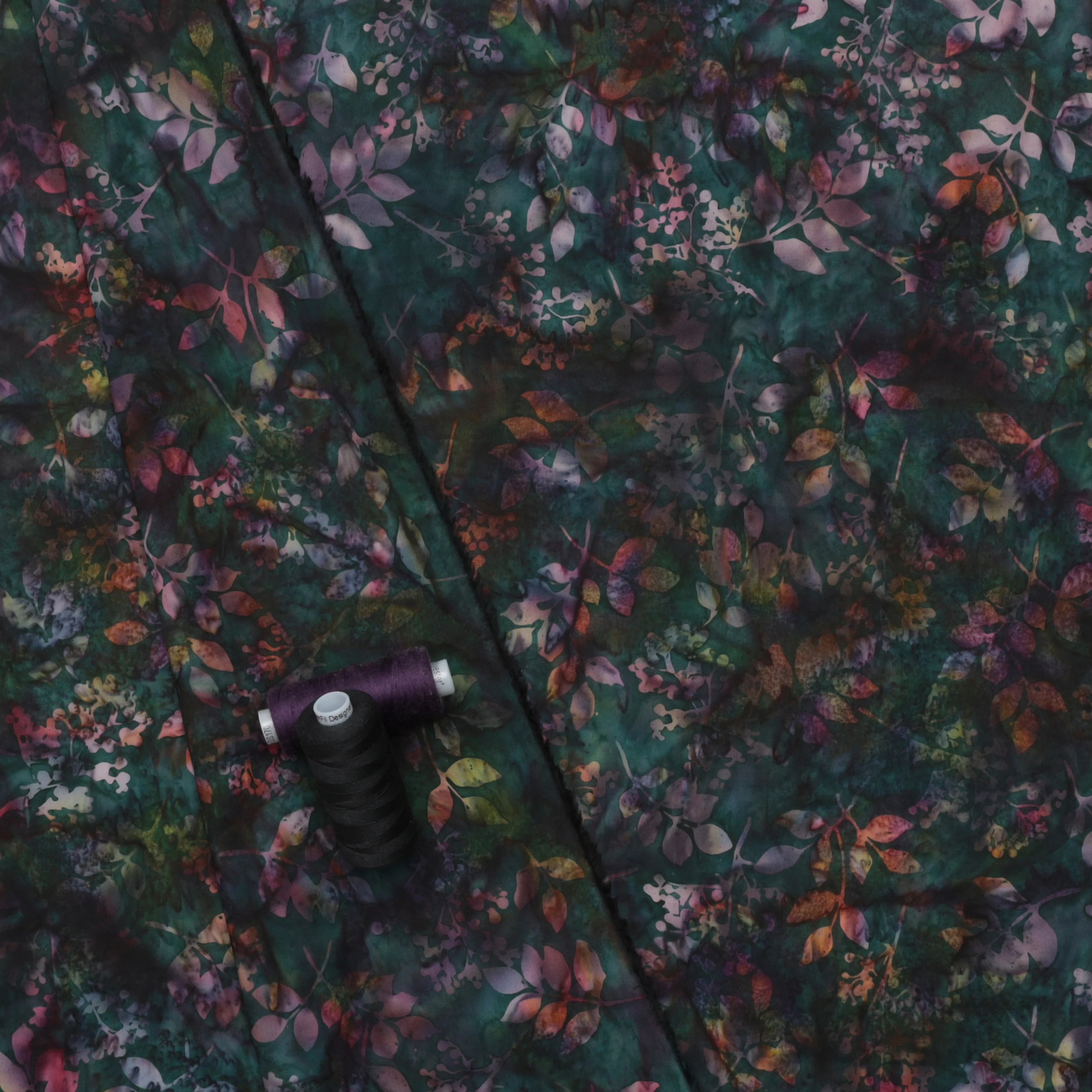 Cotton - Bali Batik - Mixed Folage - Black Jade - Image 3