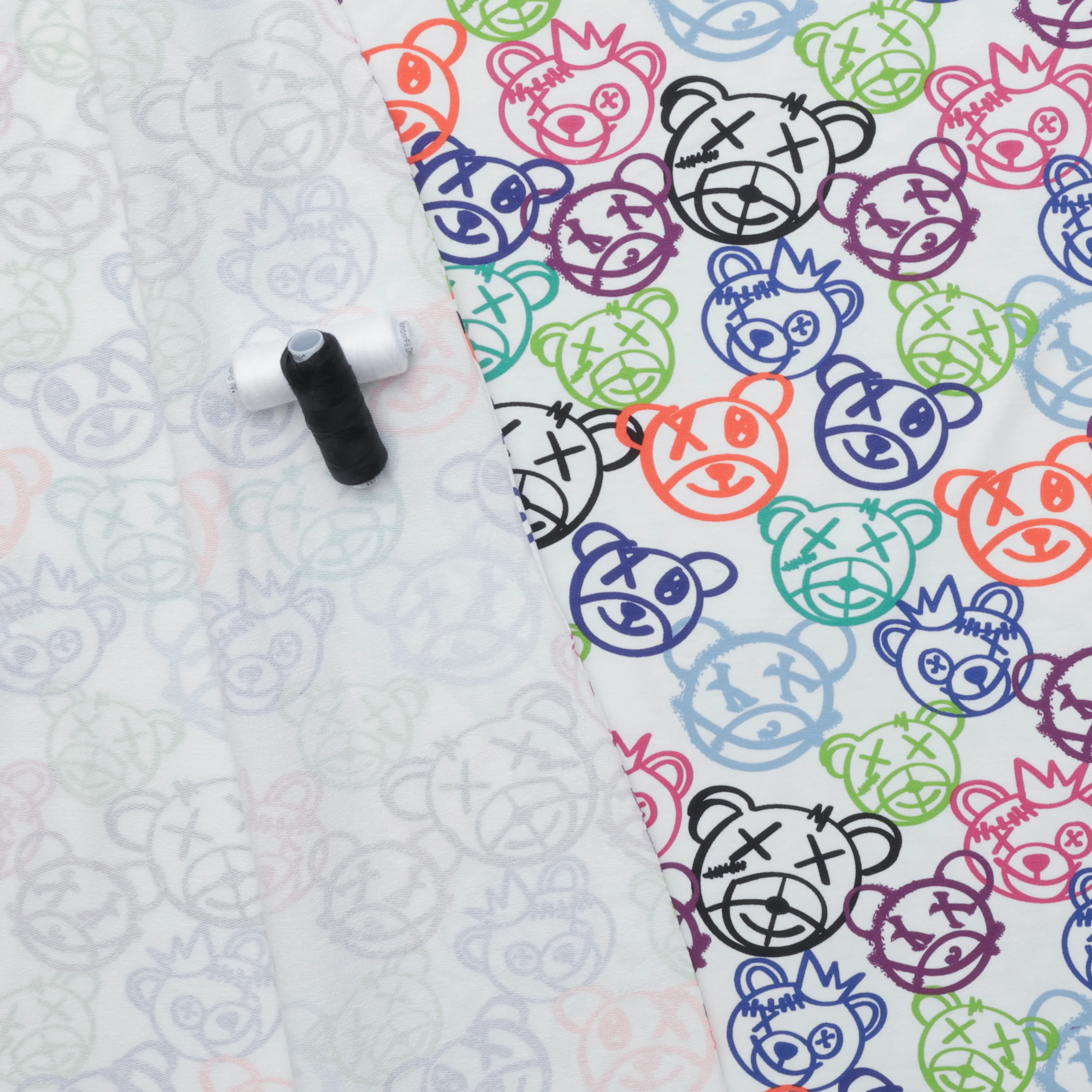 Cotton Blend - Cannes French Terry - Bear - White Multi - Image 3