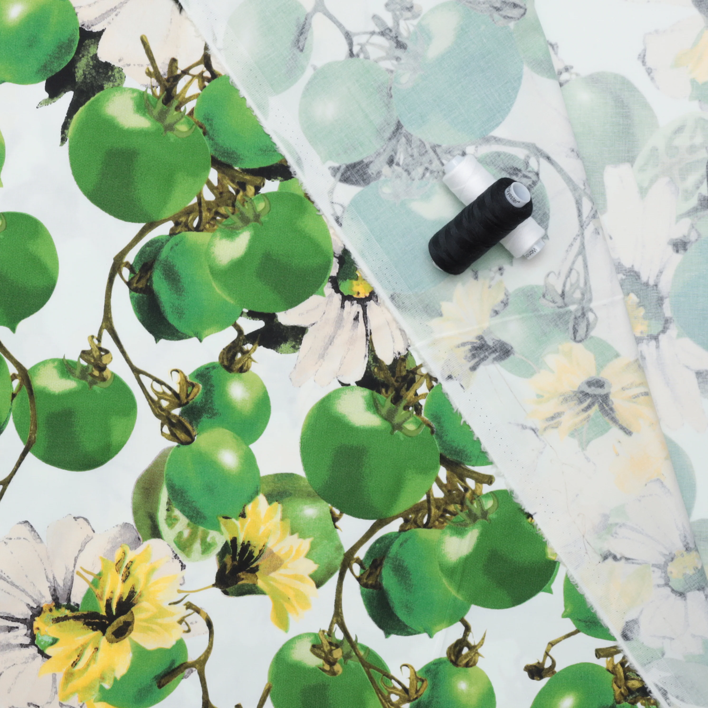 Cotton Blend - Italian Stretch Sateen - Green Tomatoes - Image 3