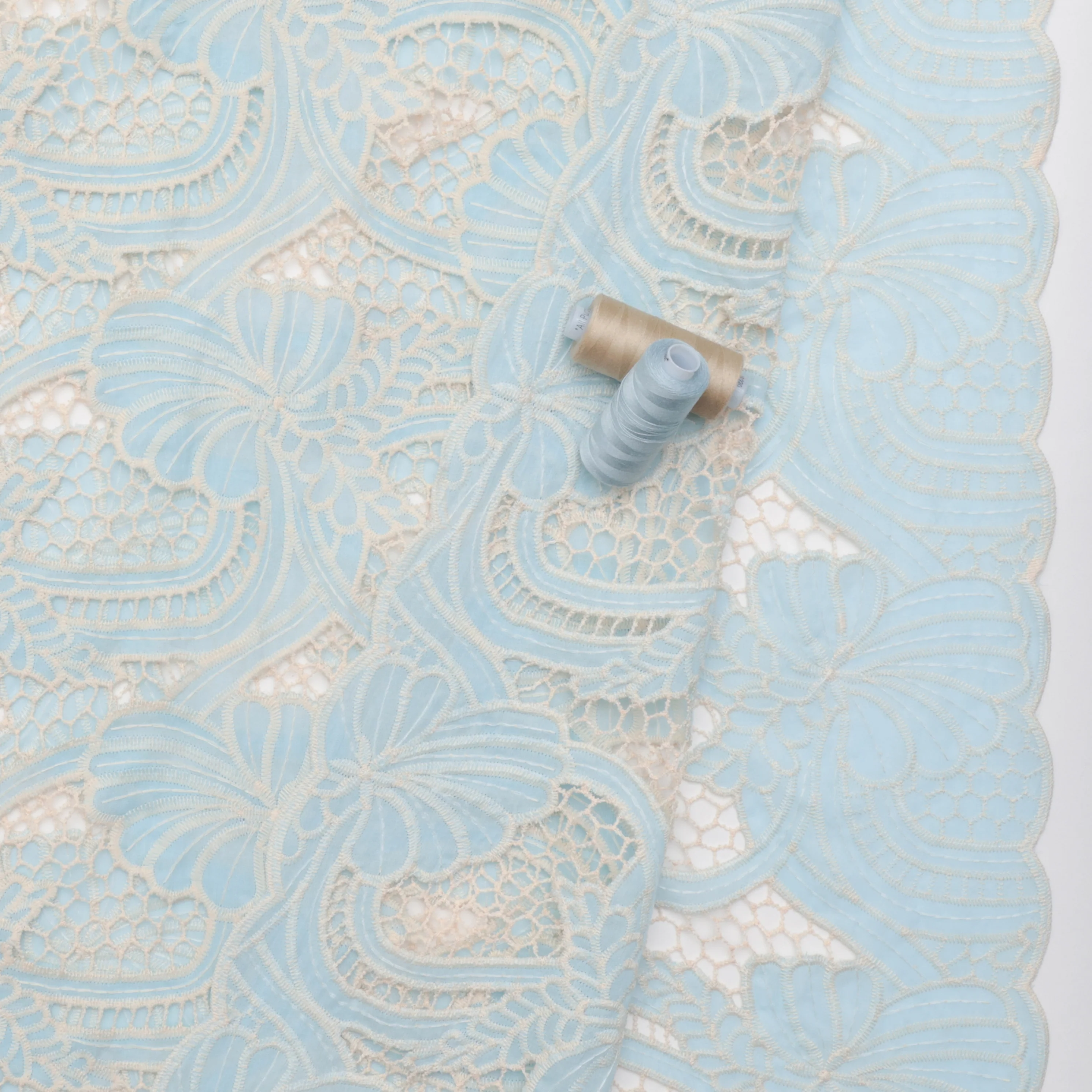 Cotton Blend - Zahara Embroidery - Natural Blue - Image 3