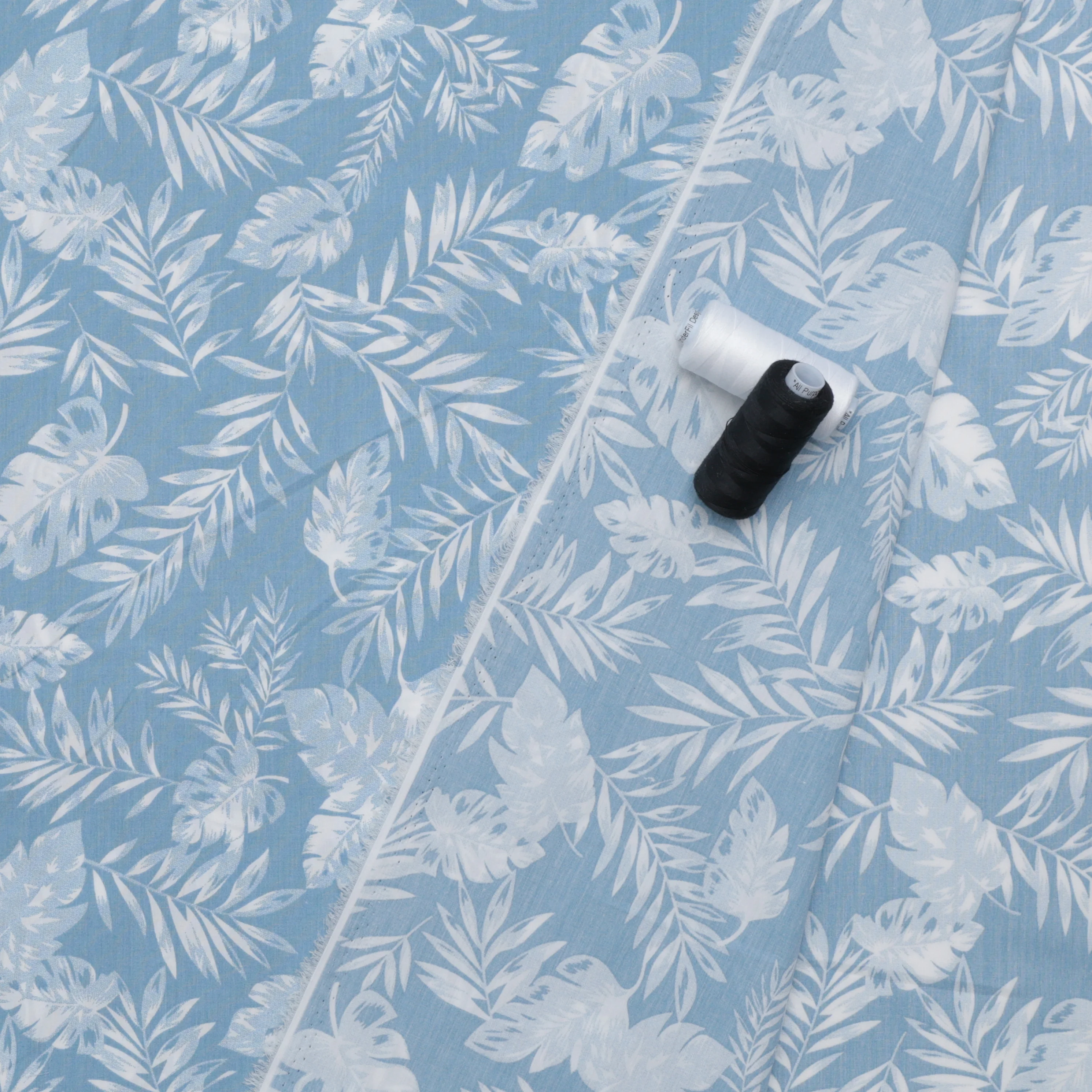 Cotton - Denim Print - Leaves - Assorted - Image 2