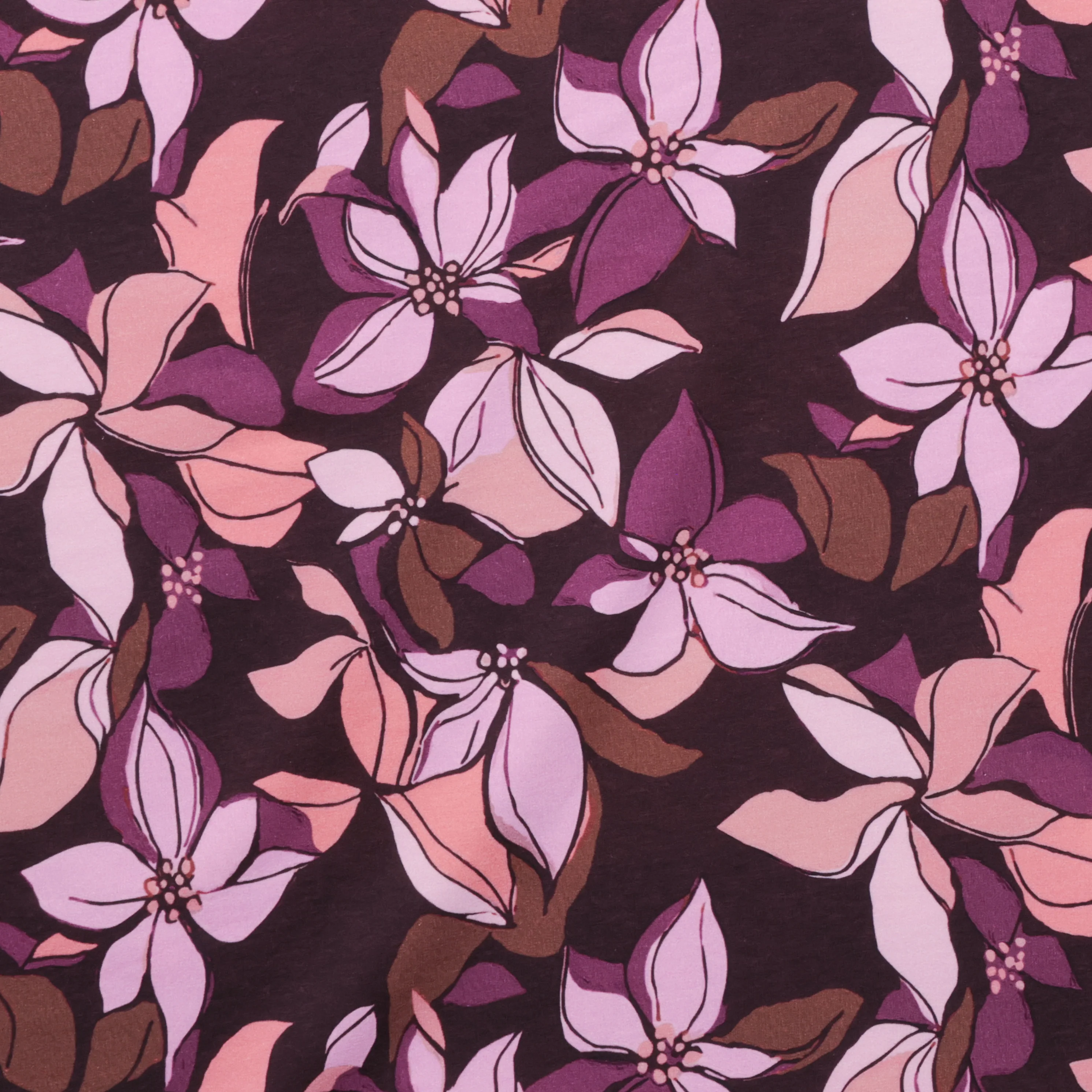 Poppy Fabrics - Cotton - Fleece Print - Digital Flowers - Burgundy - Image 2