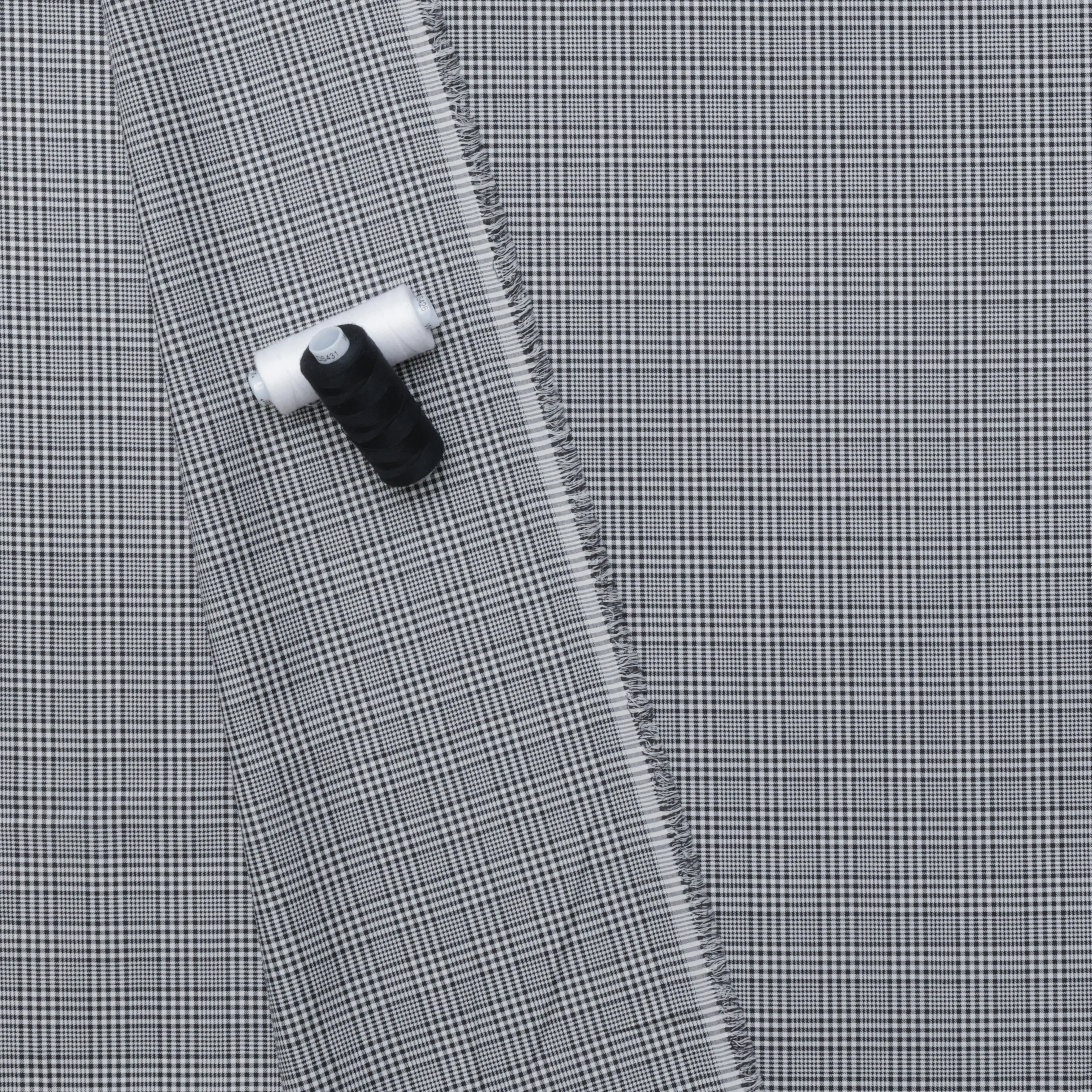 Cotton - Designer Plaid - White Black - Image 3