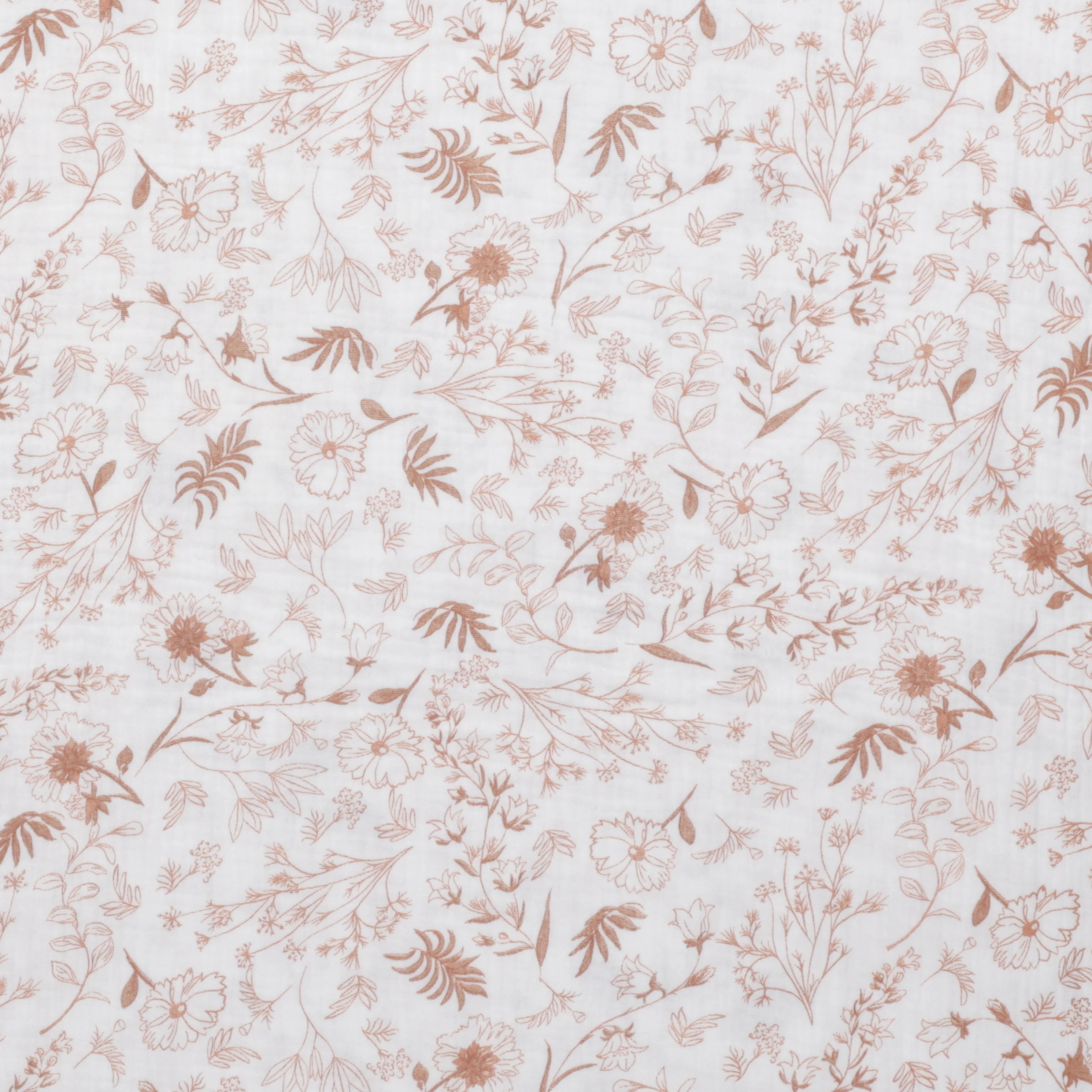 Cotton - Double Gauze - Flowers Chestnut - Image 2