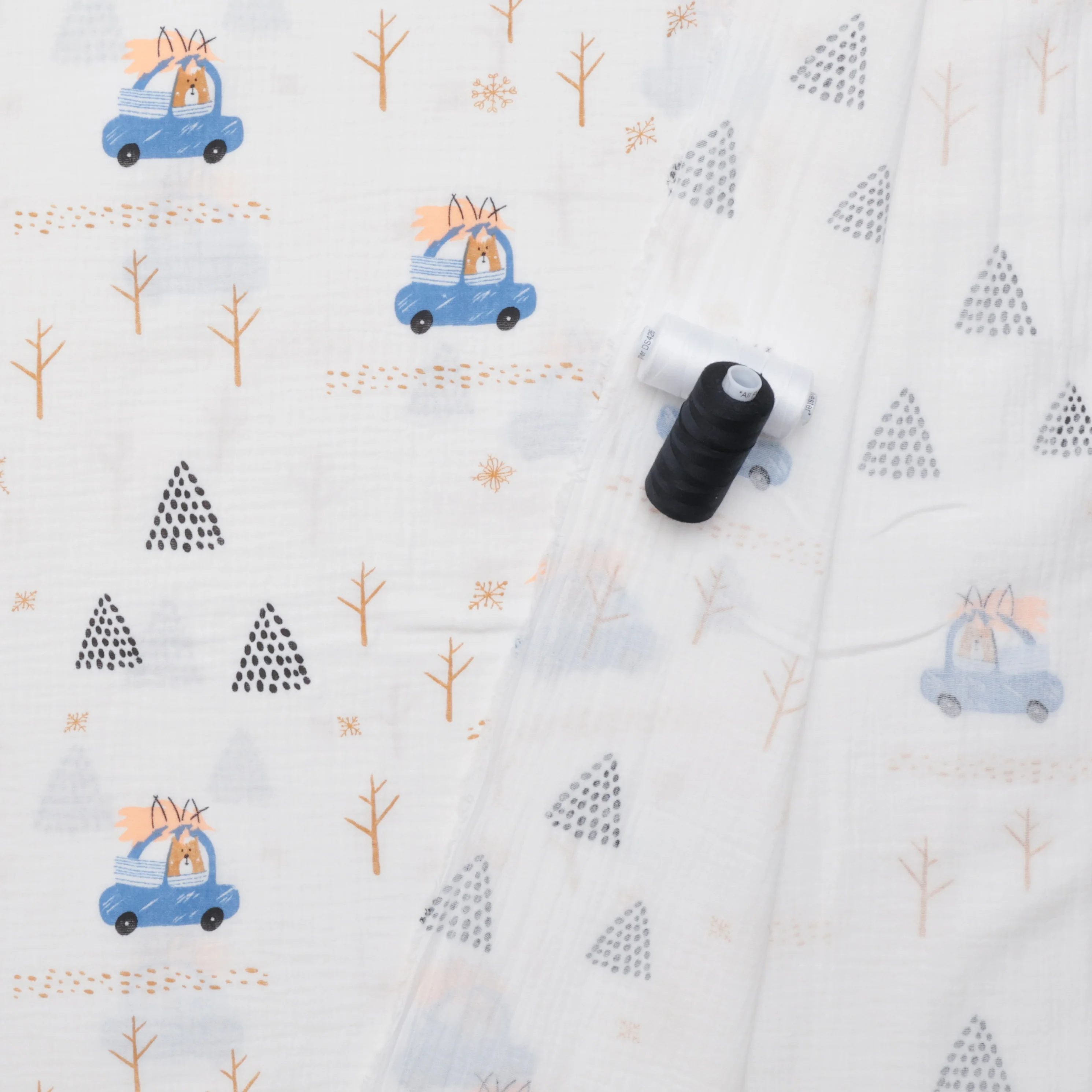 Cotton - Double Gauze - Print - Bear In The Woods - Image 3