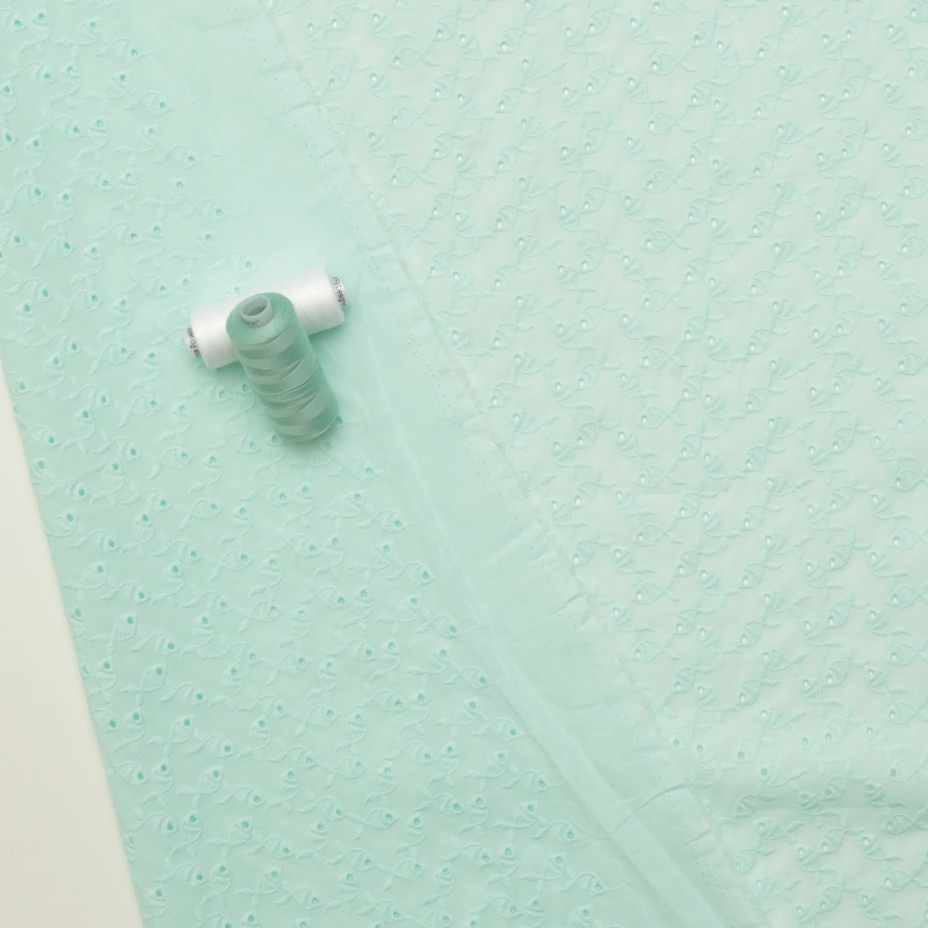 Cotton - Gold Fish Eyelet - Seafoam - Image 3