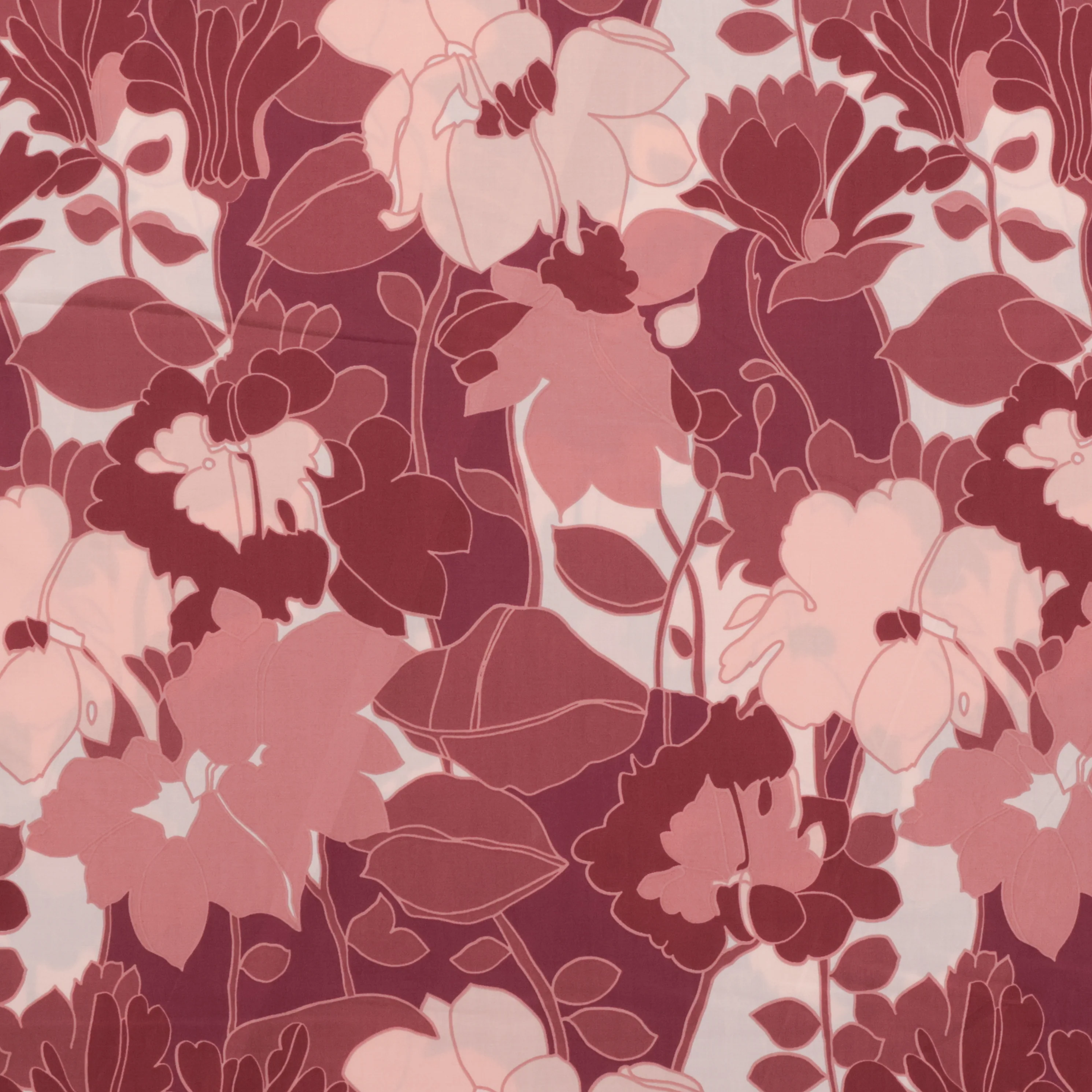 Cotton - Italian Poplin - Large Flower Print - Blush Burgundy - Image 2