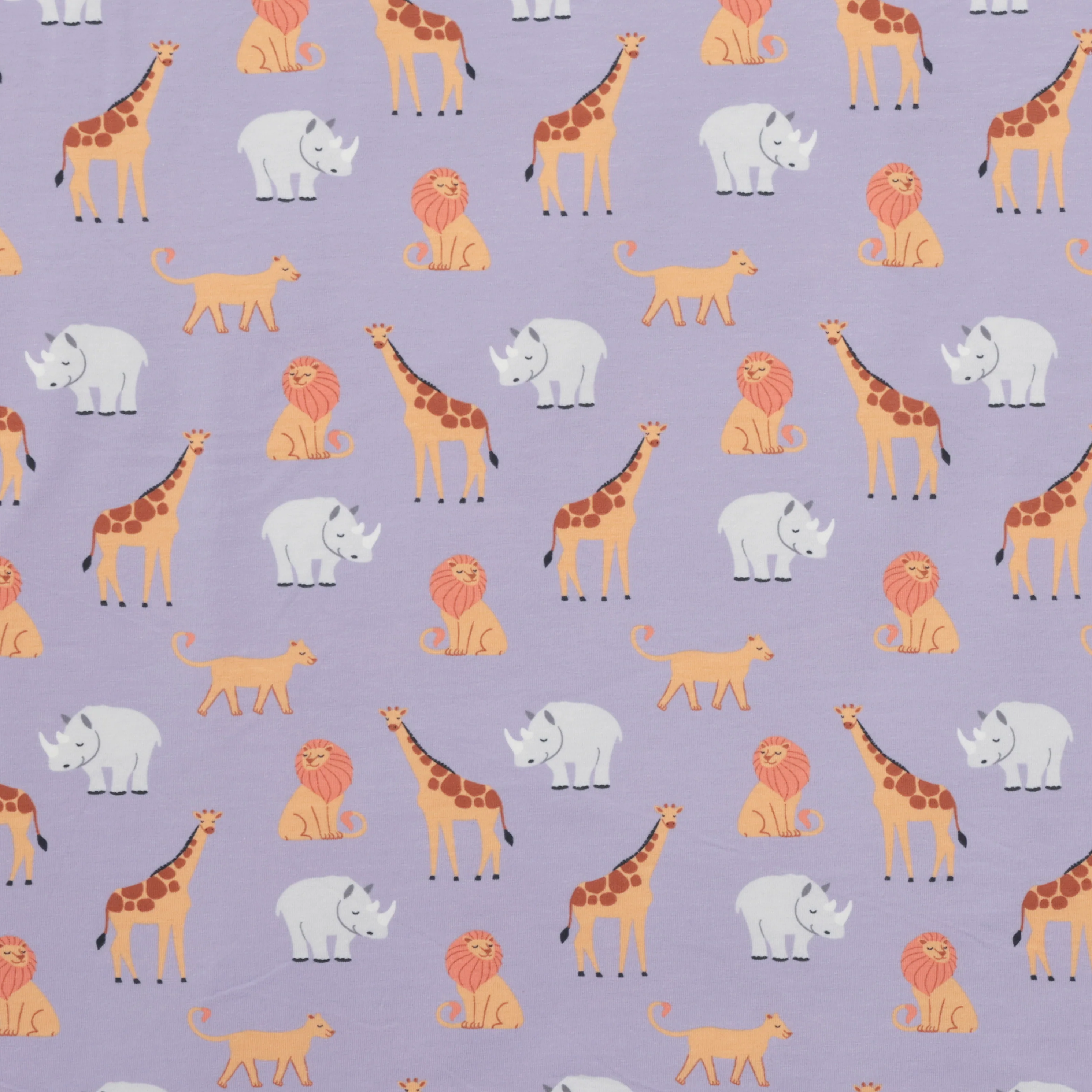 Cotton - Jersey Print - Safari Animals - Lilac - Image 2