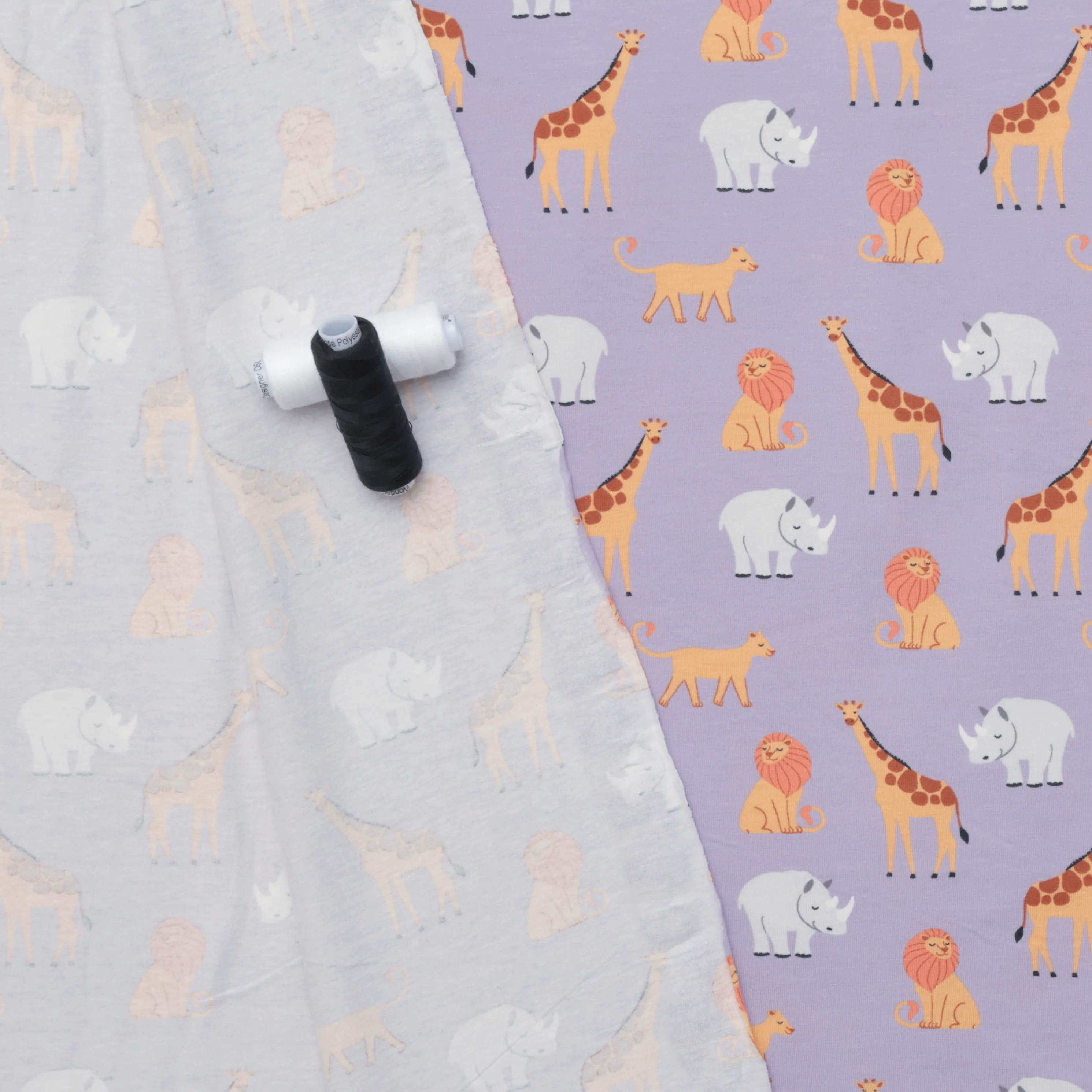 Cotton - Jersey Print - Safari Animals - Lilac - Image 3