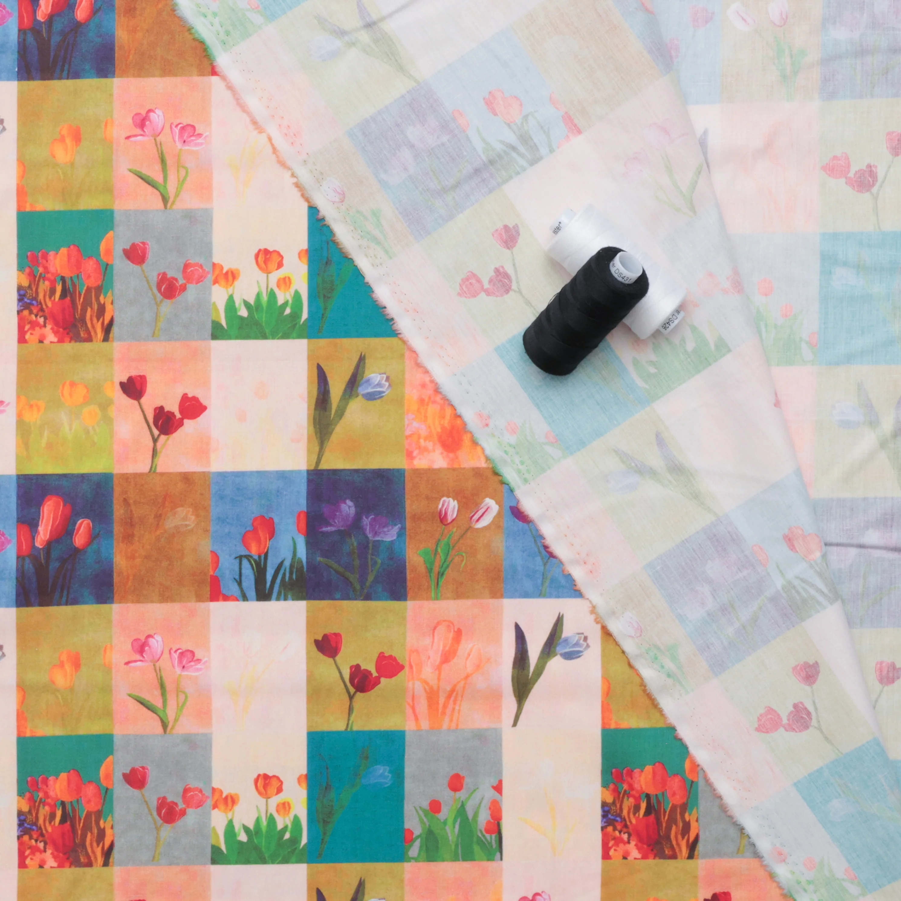 Cotton - Poplin - Digital Print - Blocks - Assorted - Image 2