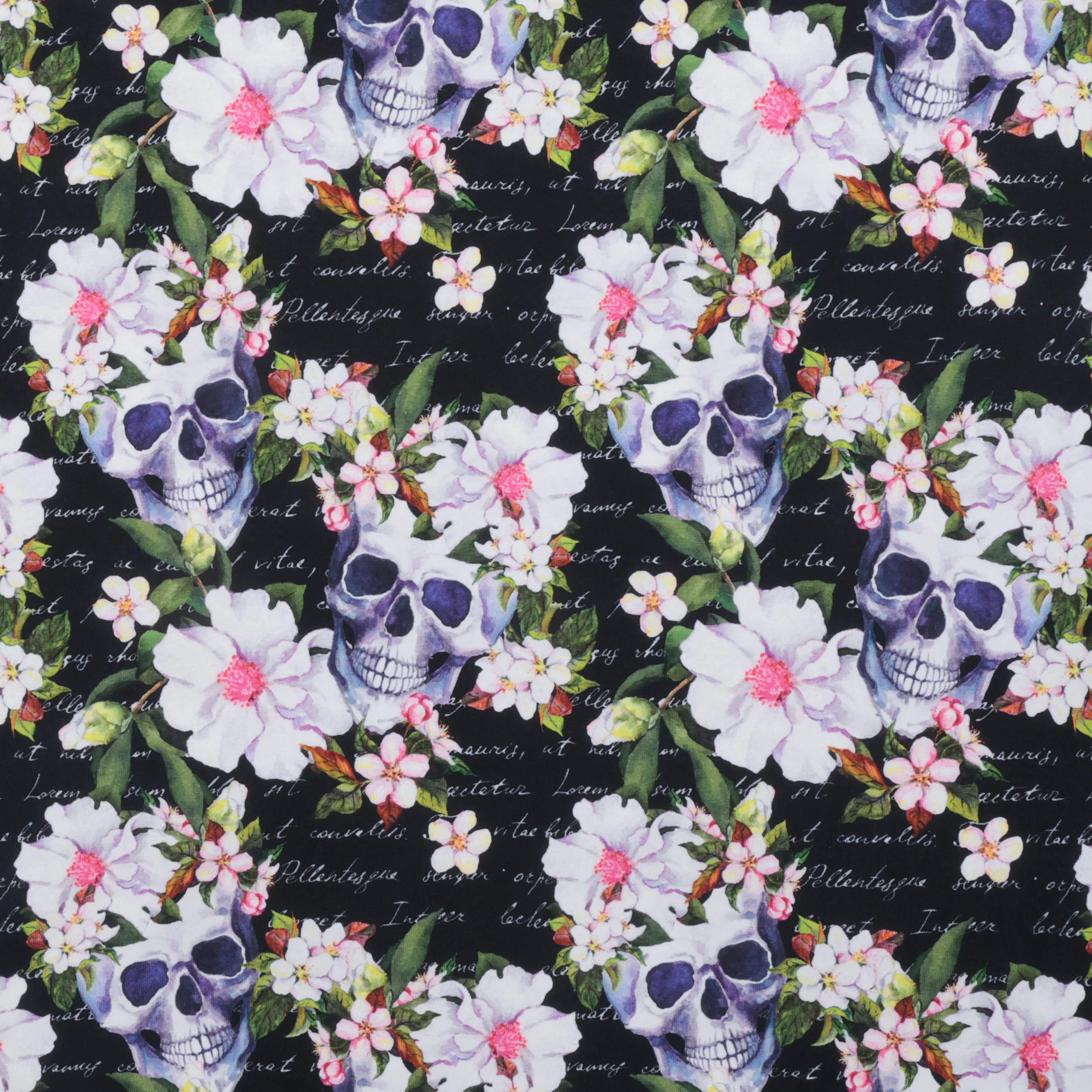 Cotton - Printed Jersey - Floral Skull Black - Image 2