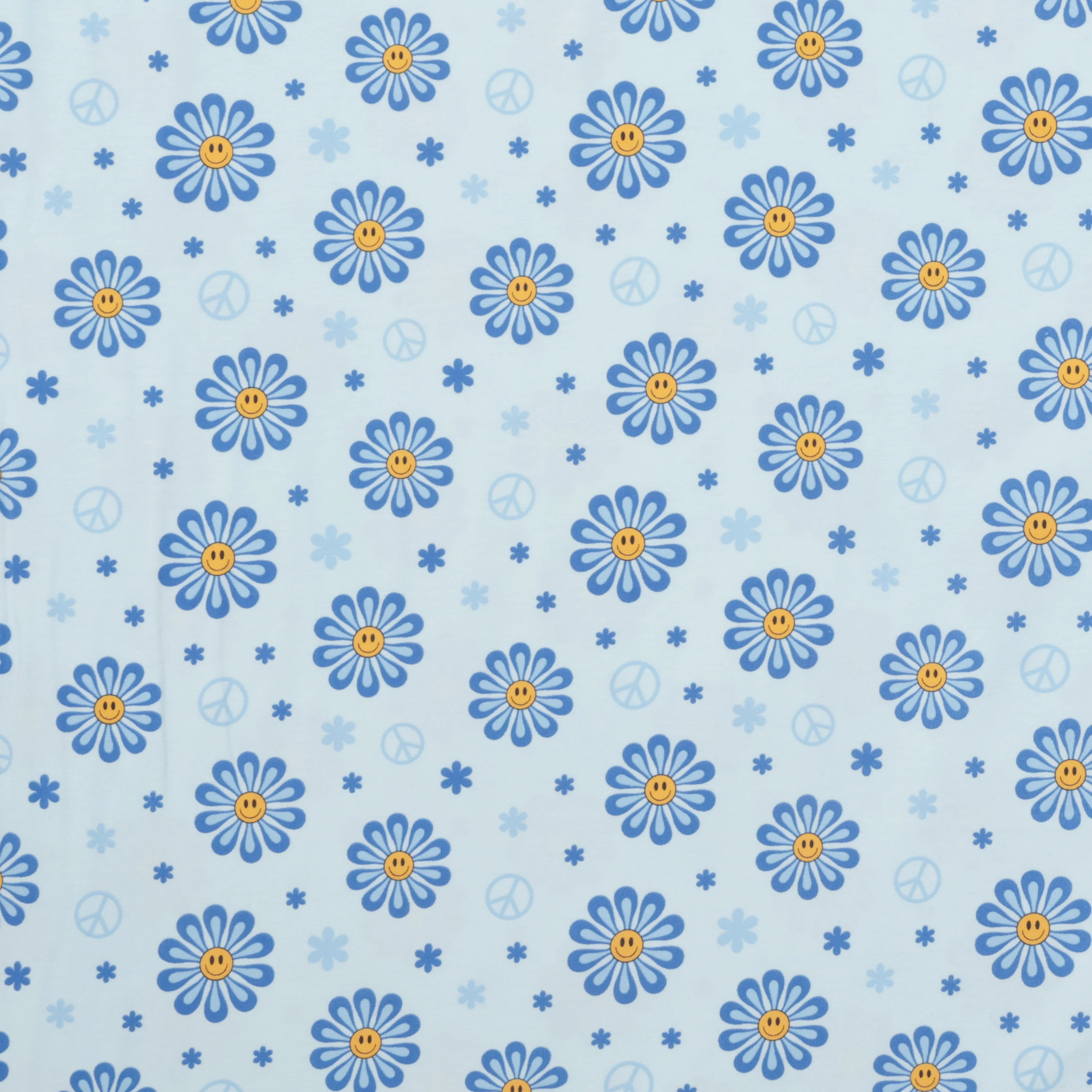 Cotton - Printed Jersey - Groovy Flowers Blue - Image 2