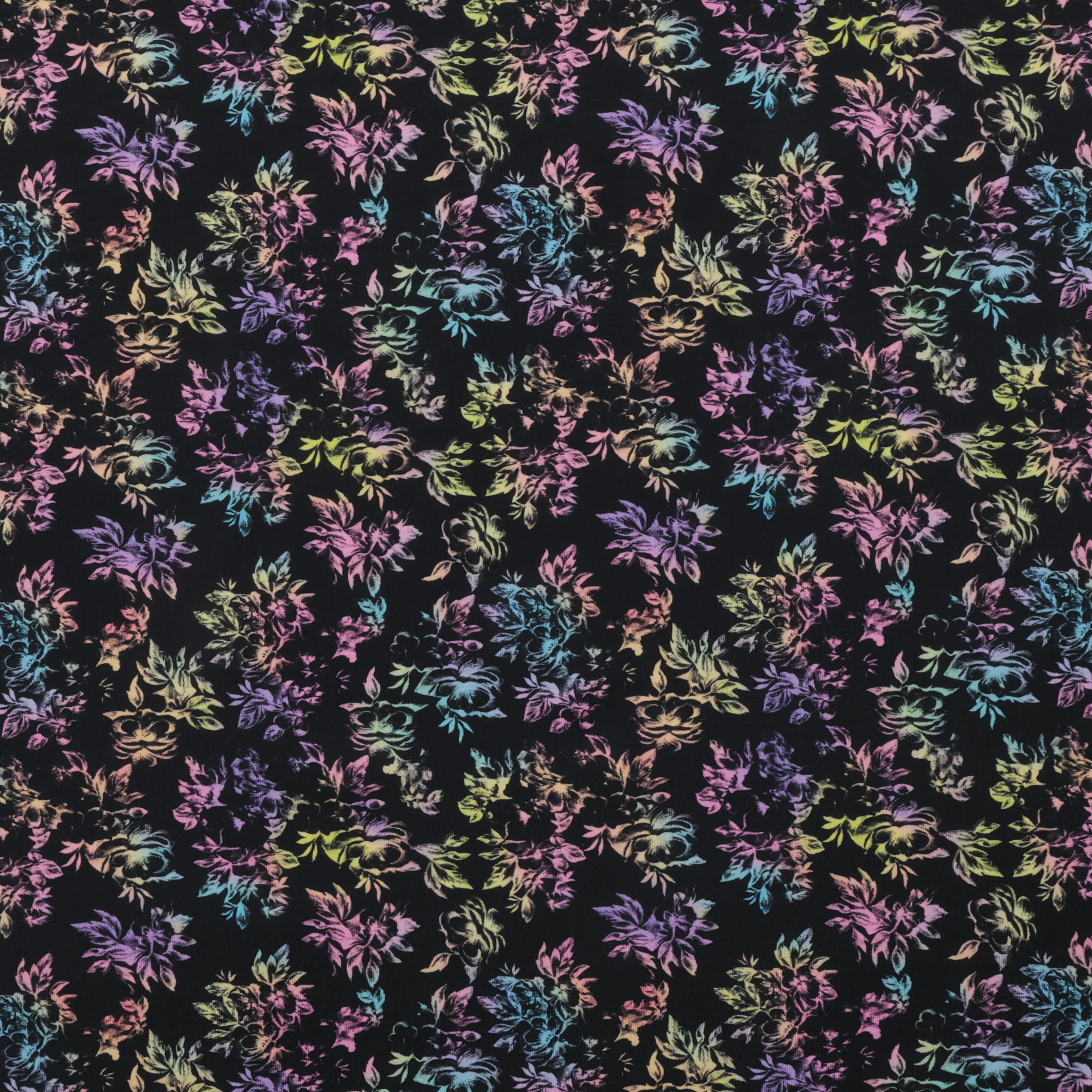 Cotton - Printed Jersey - Pastel Flowers Black - Image 2
