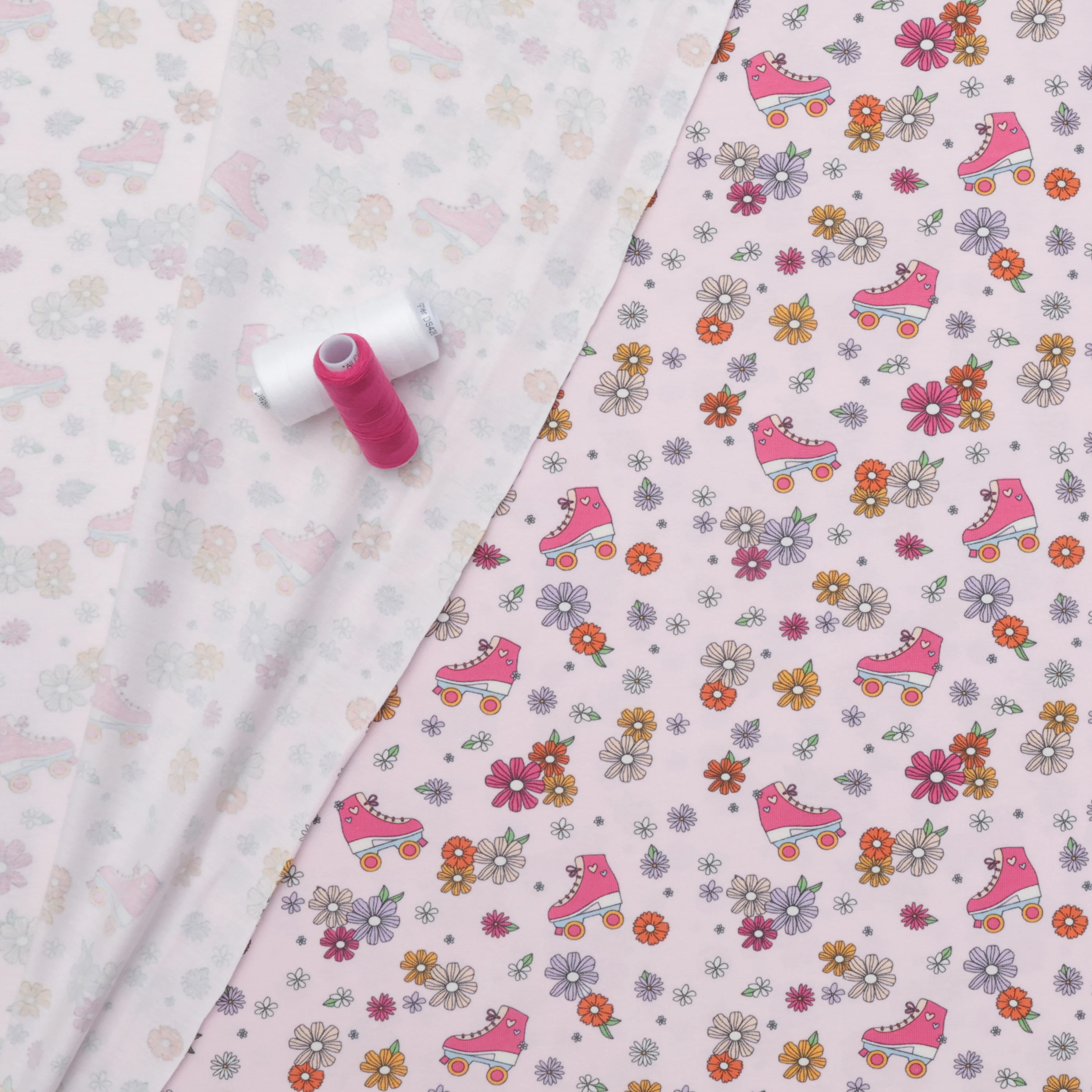 Cotton - Printed Jersey - Roller Skates Pink - Image 3