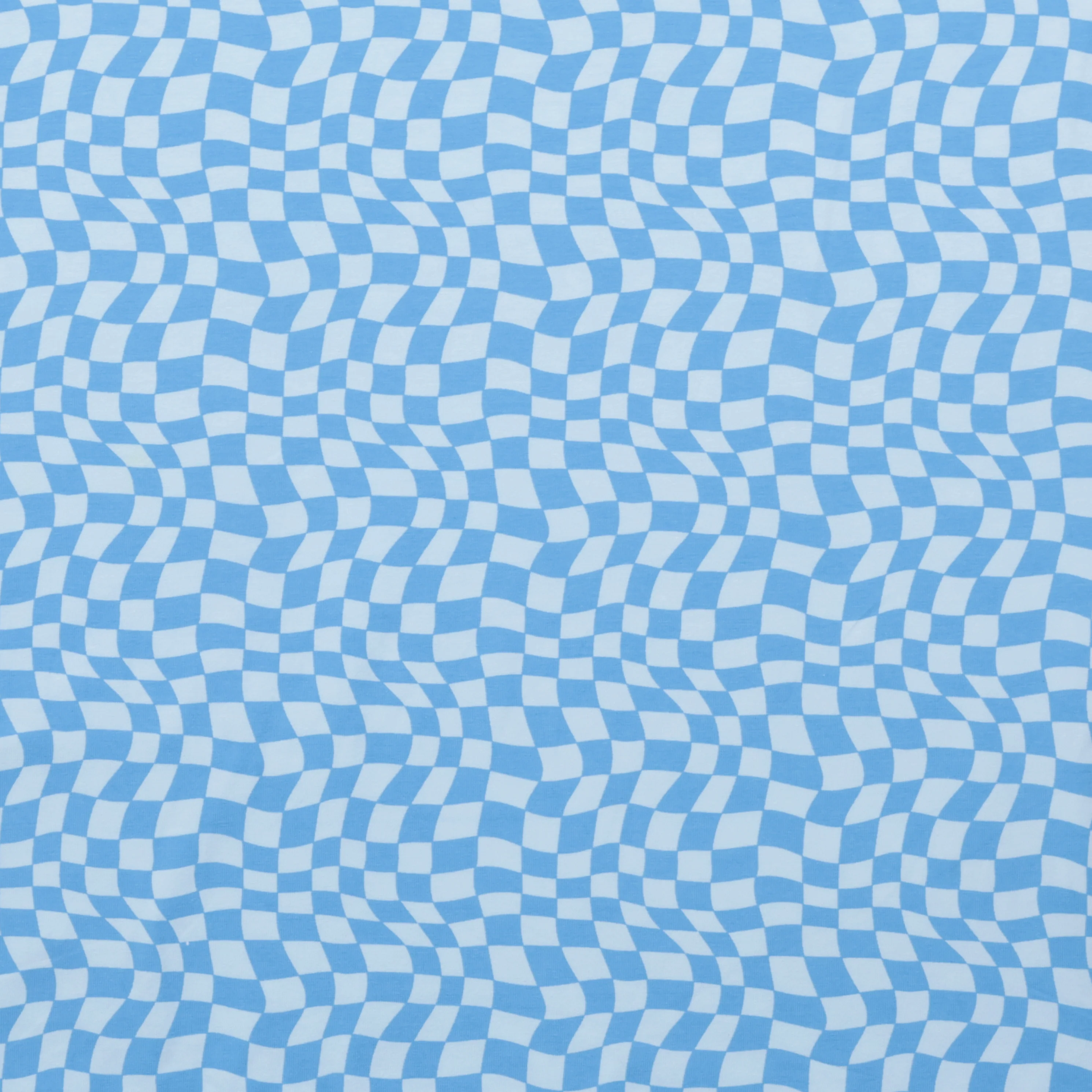 Cotton - Printed Jersey - Wavy Checkered Sky Blue - Image 2