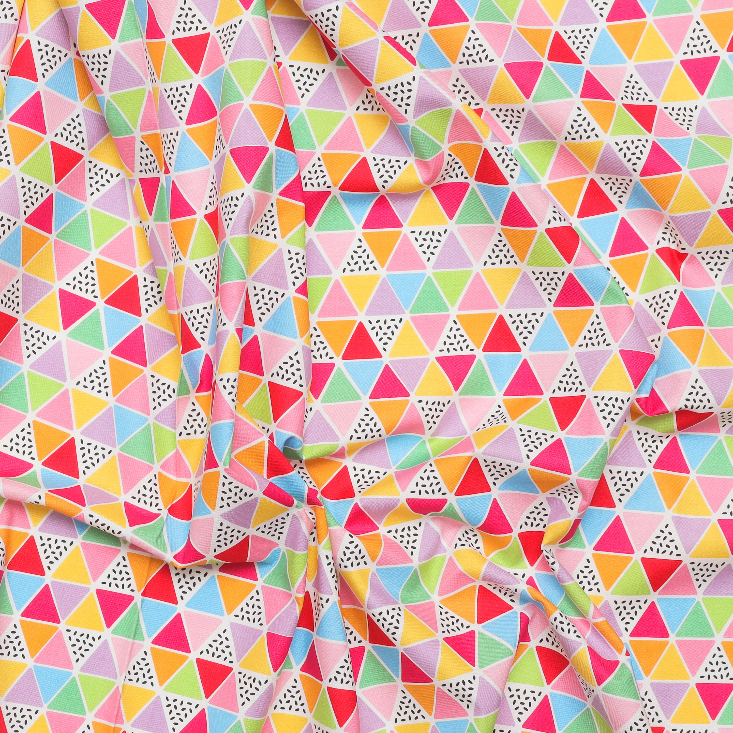 Cotton - Rainbowfruit - Triangles - White