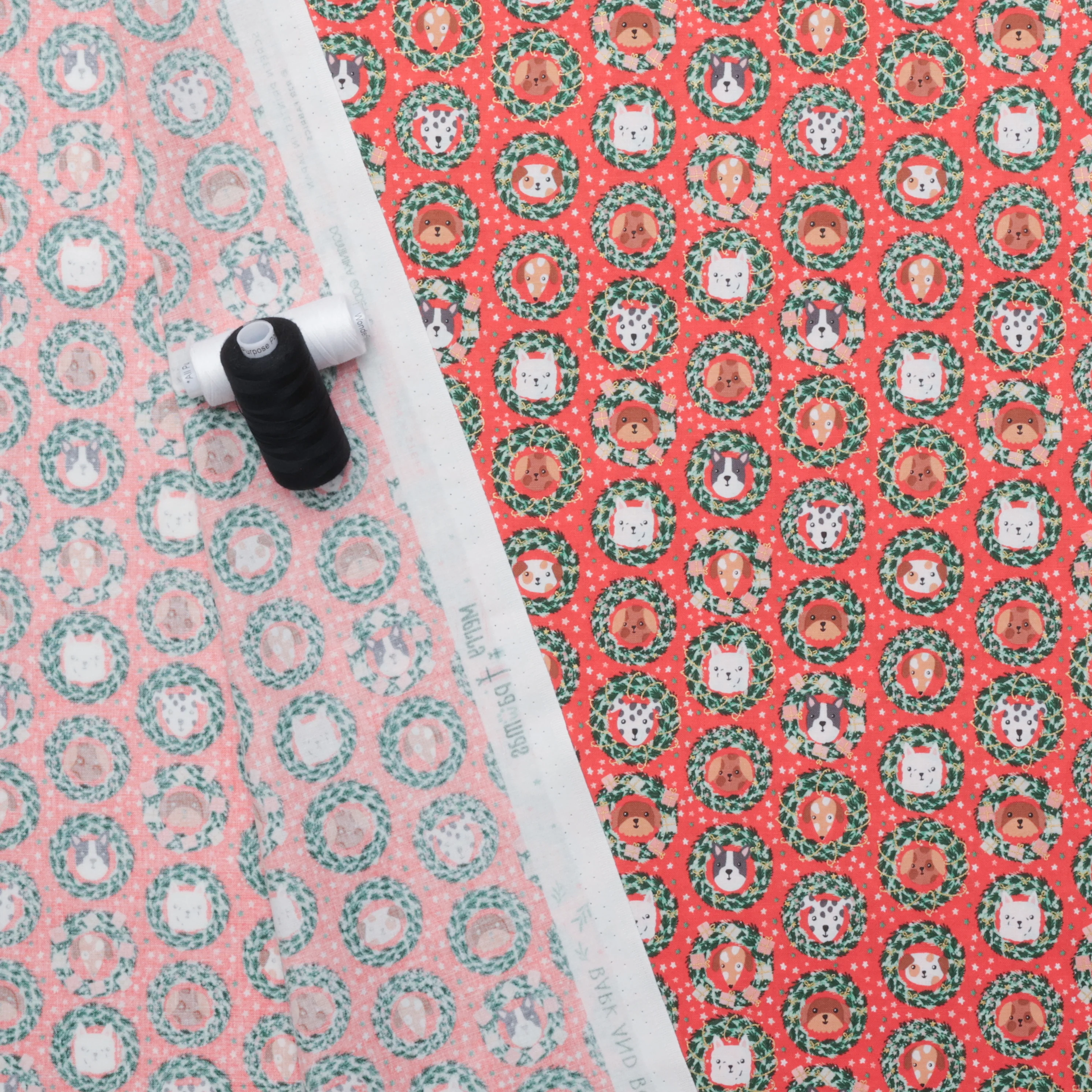 Cotton + Steel - Cotton - Merry Pawmas - Bark And Bough - Red - Image 3