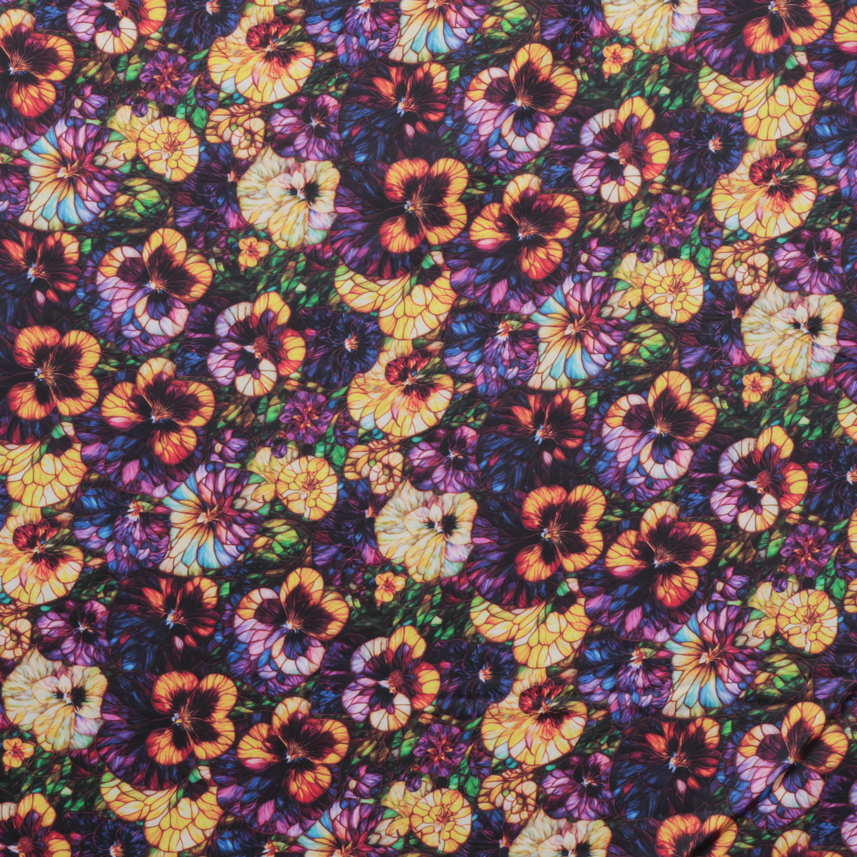 Cotton - Wide Back Sateen - Stained Glass - Pansies - Image 2