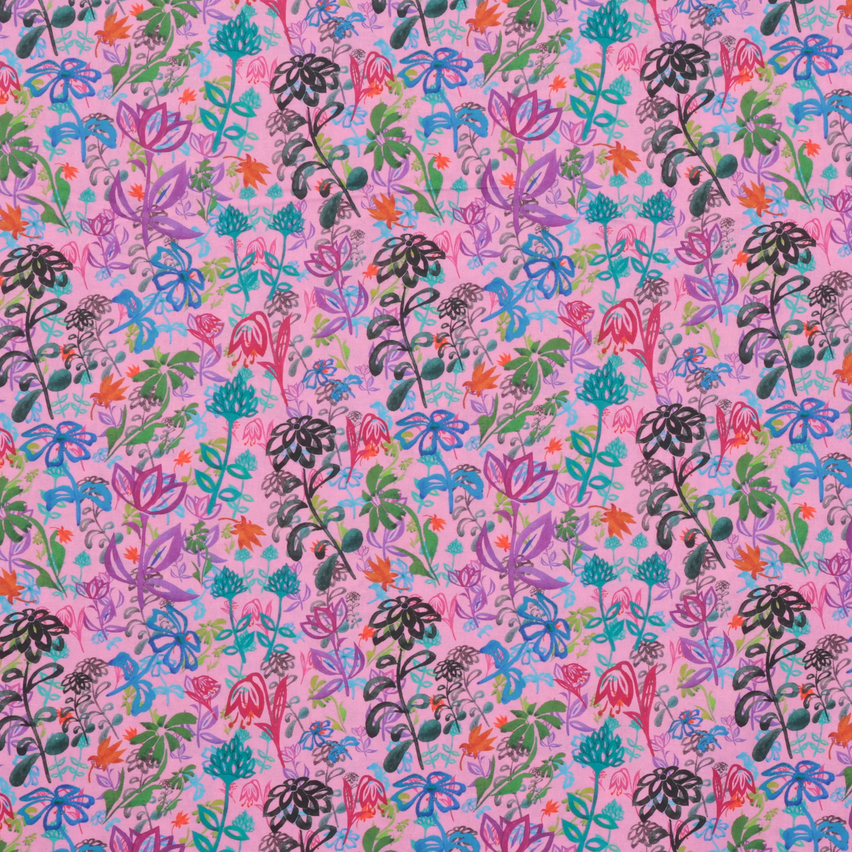Cotton - Woven - Print - Bright Flowers - Pink - Image 2