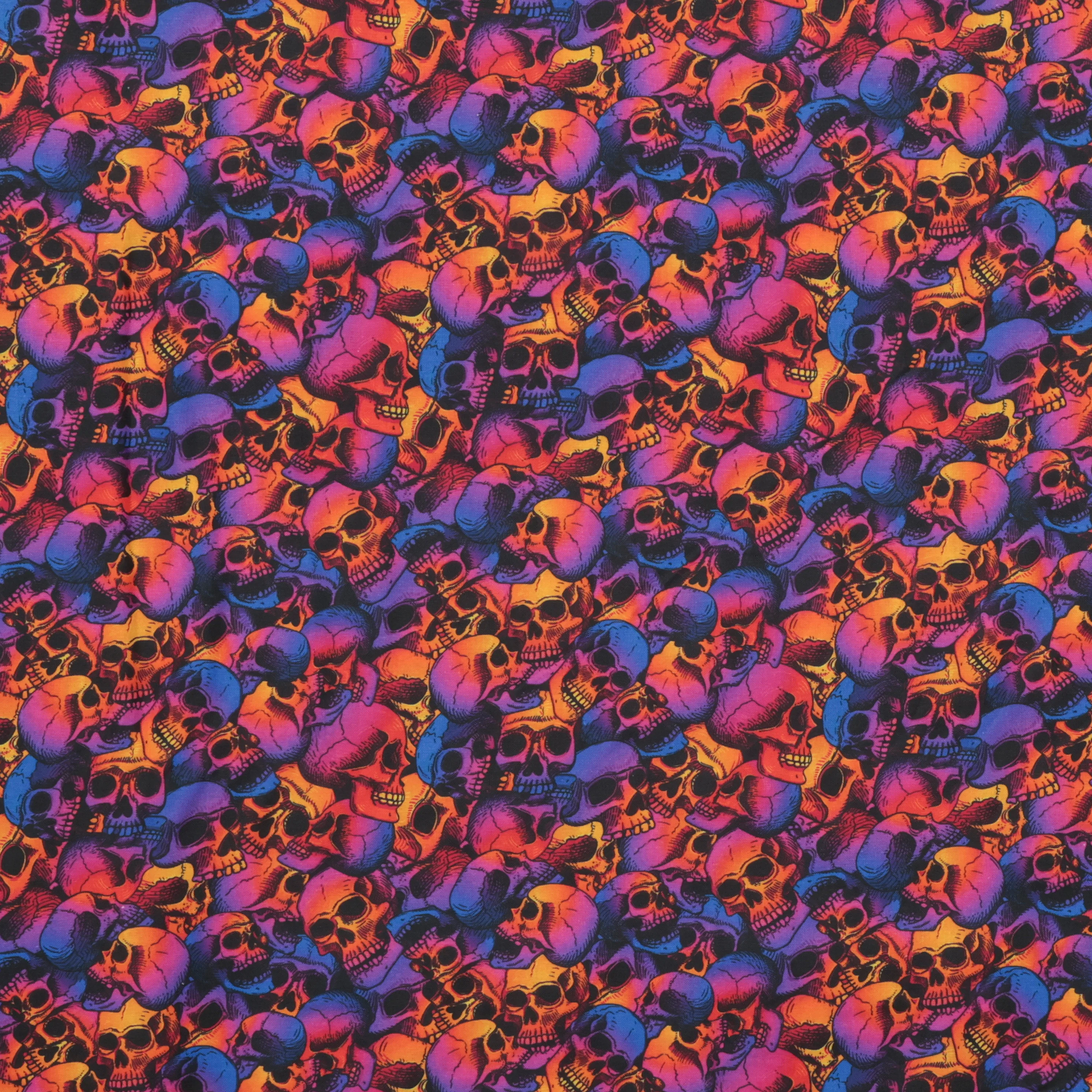 Cotton - Woven - Print - Skulls - Purple Orange - Image 2