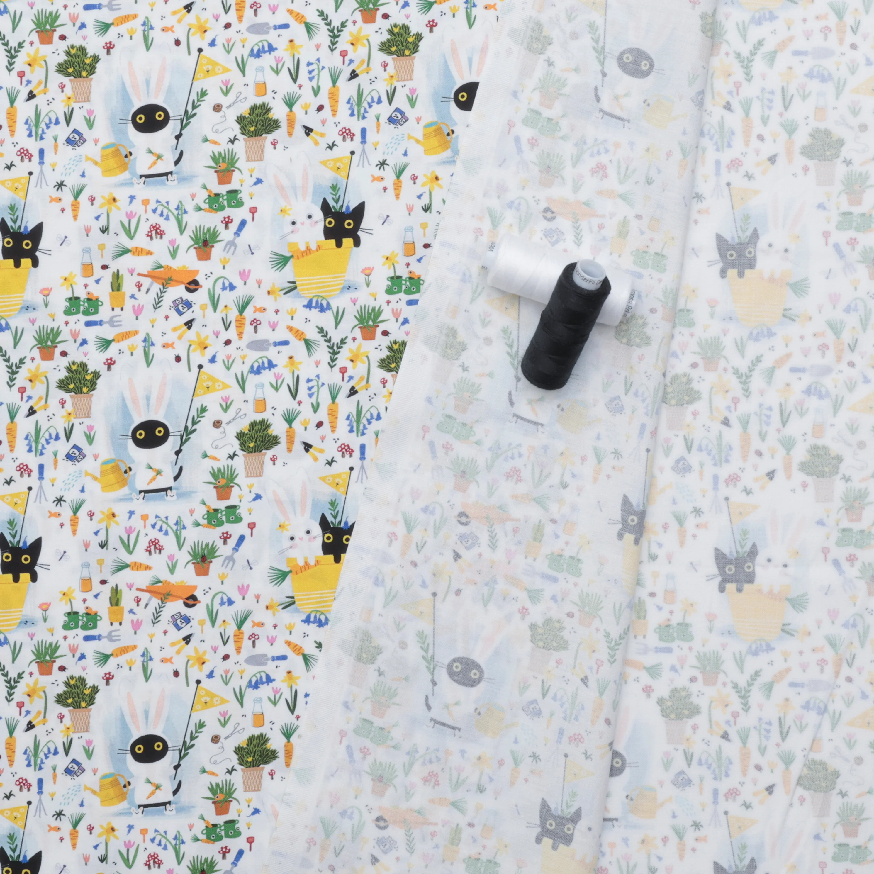 Dear Stella - Cotton - Sweet Purrennials - Bunny Slippers - White - Image 3