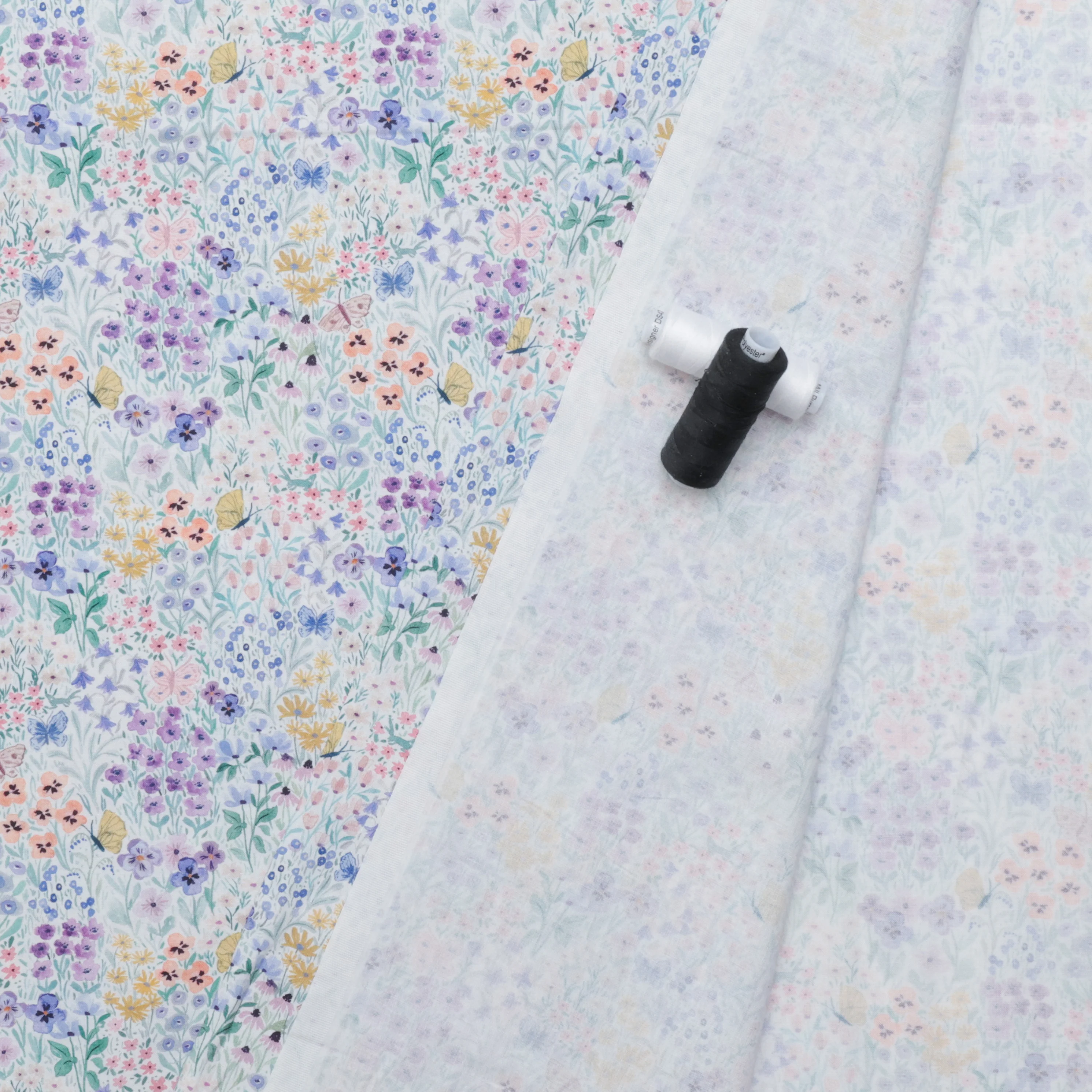 Dear Stella - Wideback Cotton - Butterfly Field - White - Image 3