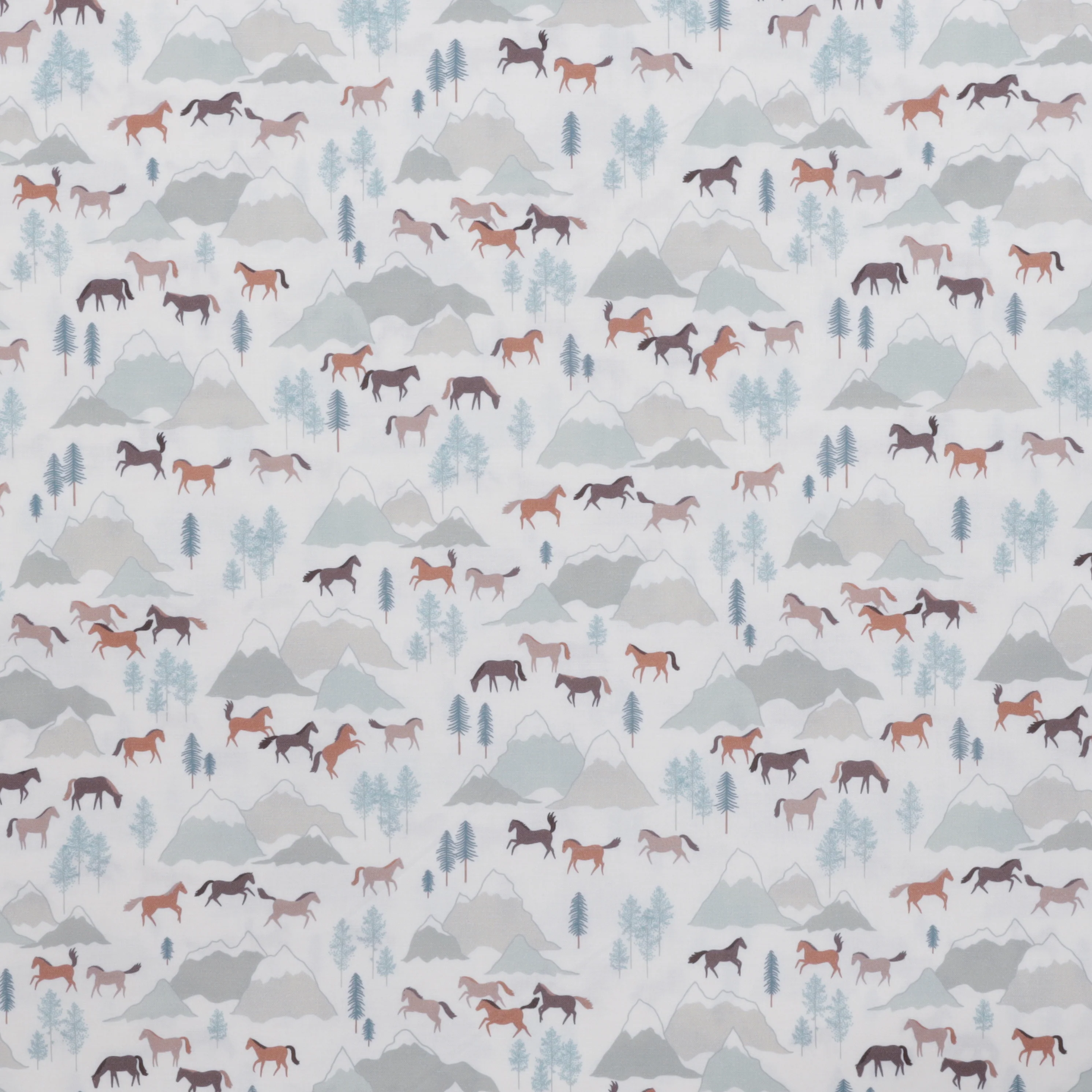 Figo - Cotton - Horizon - Horses - White - Image 2