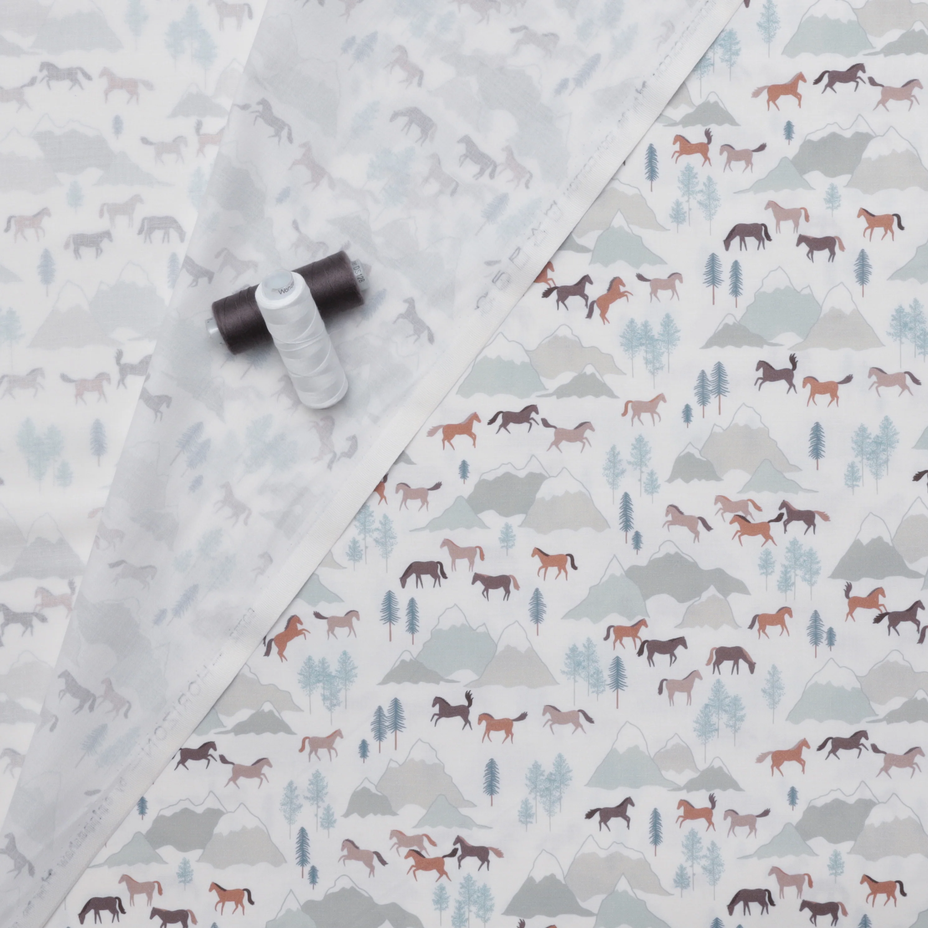 Figo - Cotton - Horizon - Horses - White - Image 3