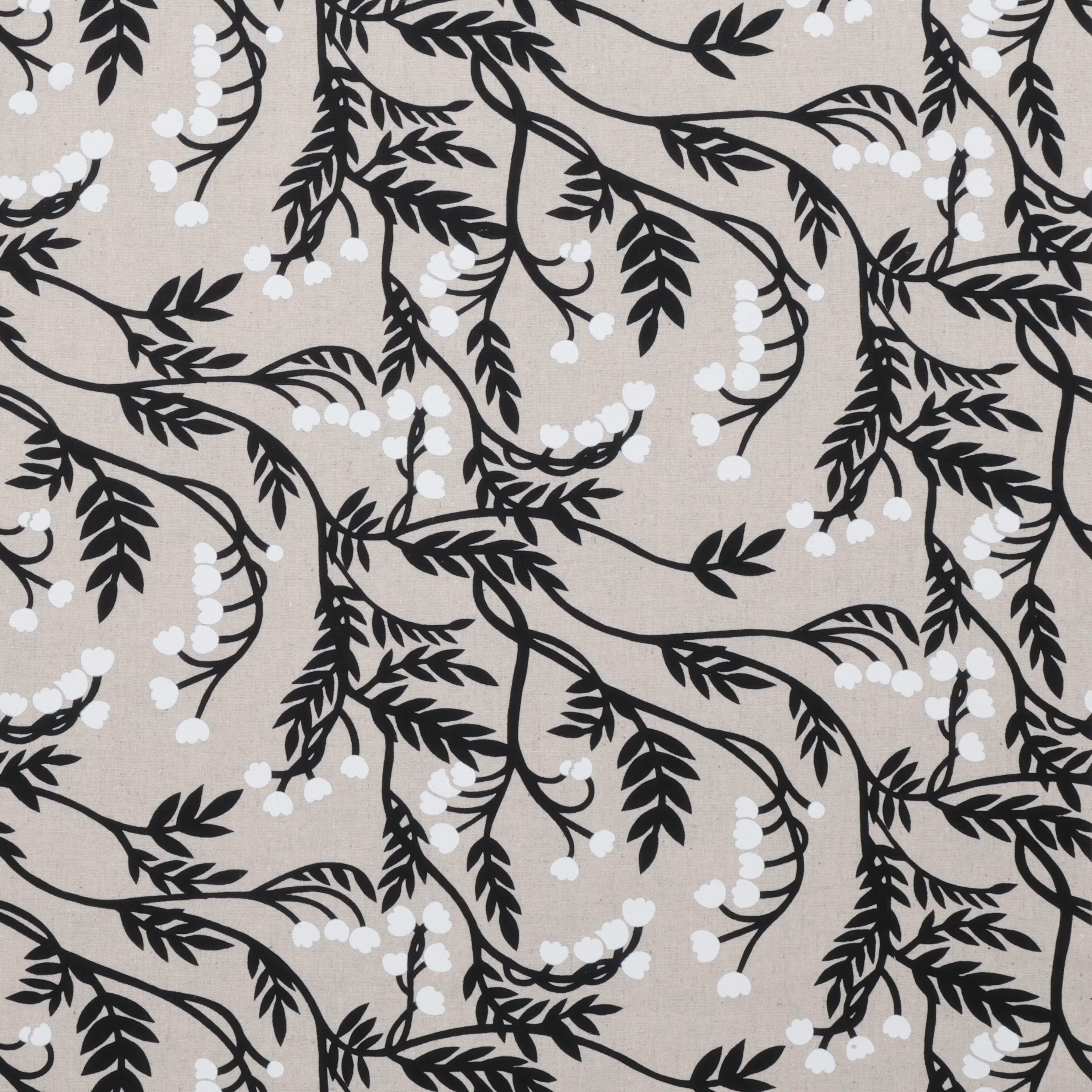 Figo - Cotton Linen - Grove - Branches - Black - Image 2
