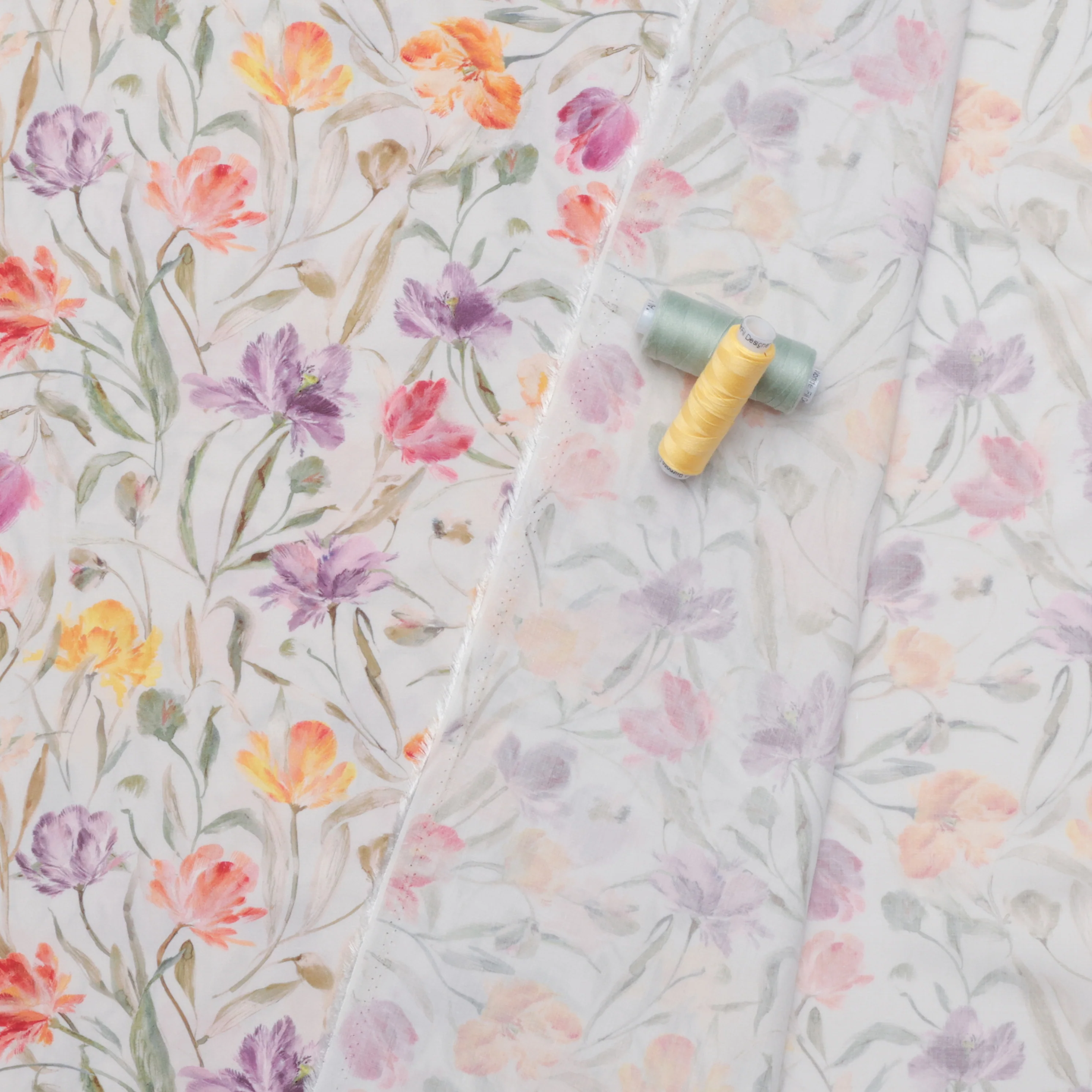 Figo - Rayon - Flourish - Tulips - Green - Image 3
