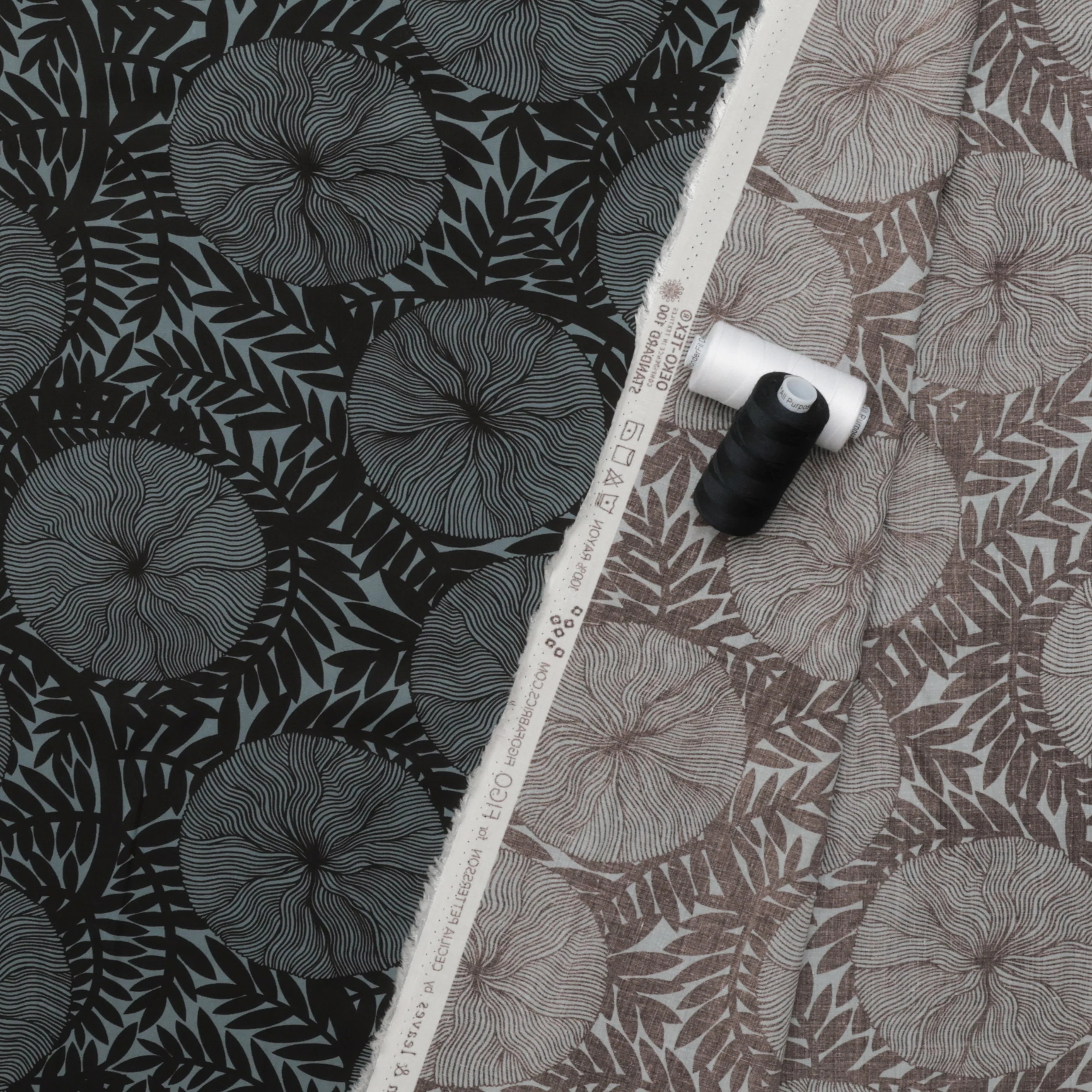 Figo - Rayon - Rhythm & Leaves - Large Floral - Black - Image 3