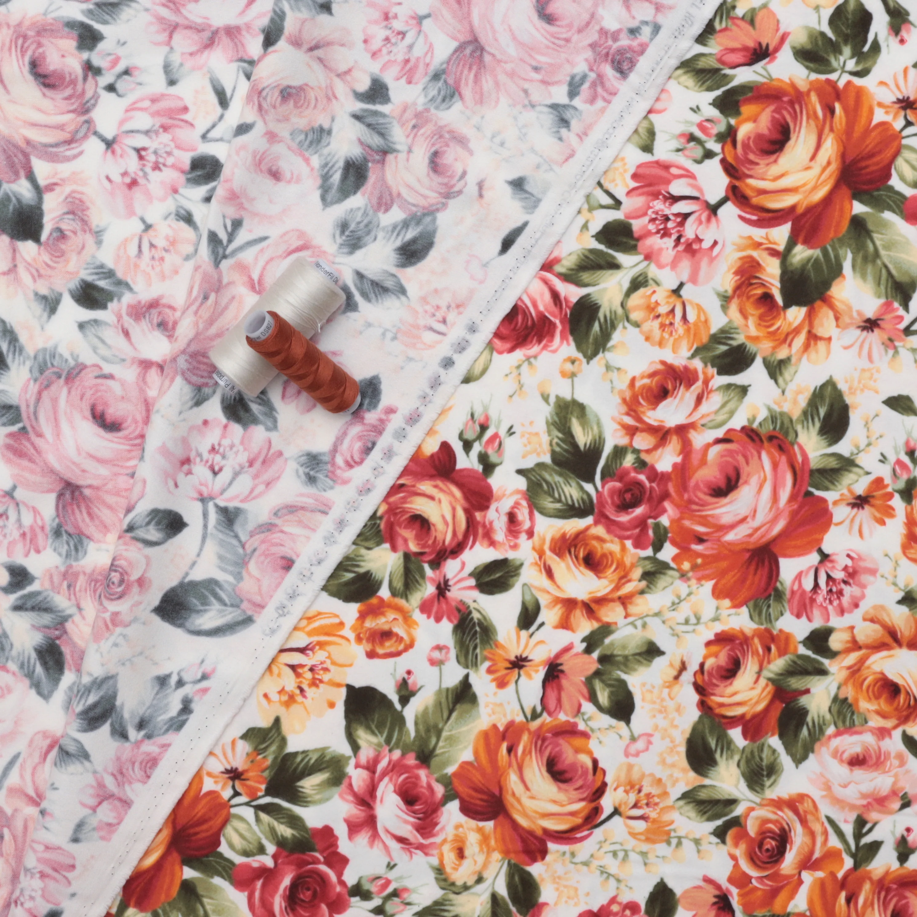 Maywood - Flannel - Cotton - Harvest Rose - Big Rose - Cream - Image 3