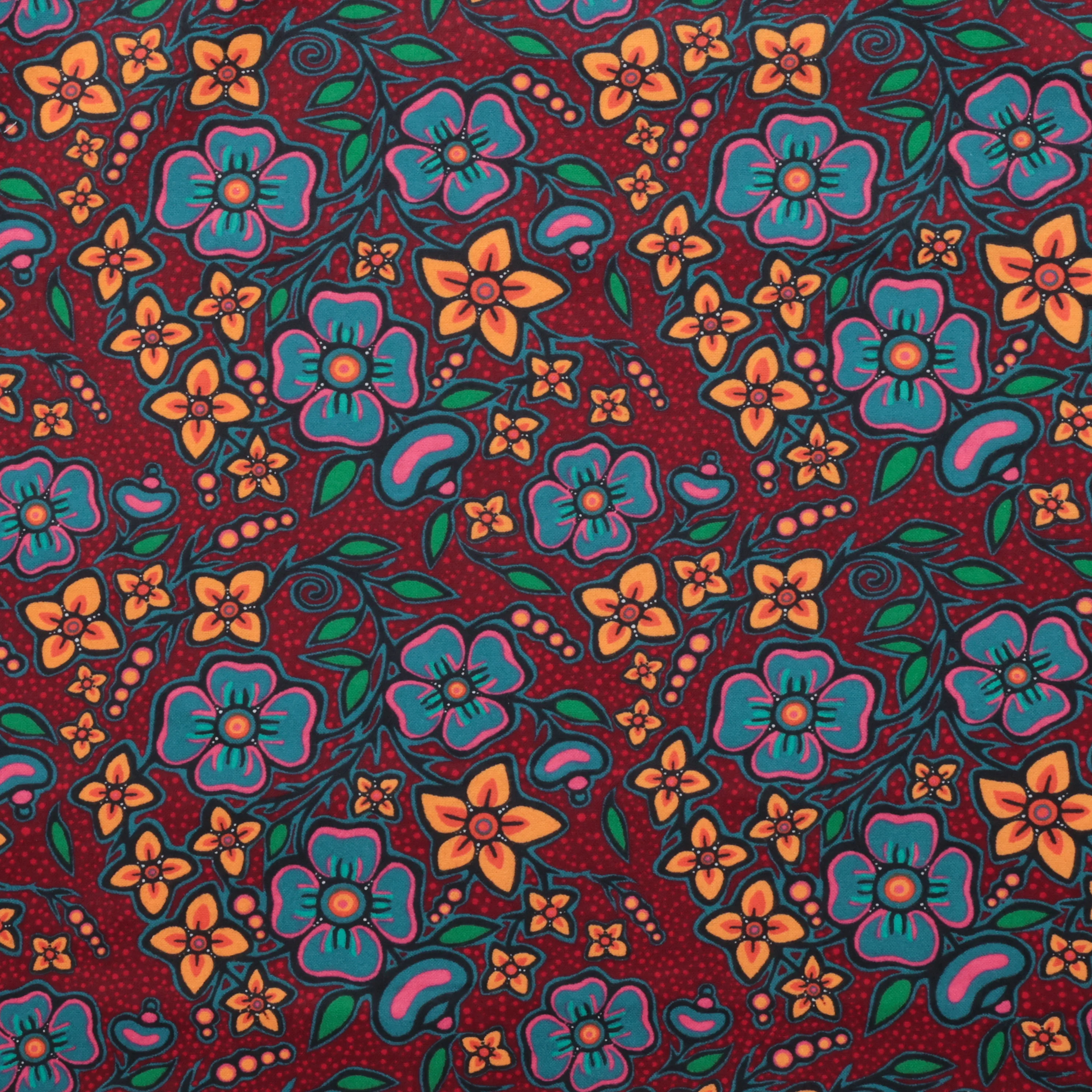 Jackie Traverse - Flannelette - Ojibway Florals - Burgundy - Image 2