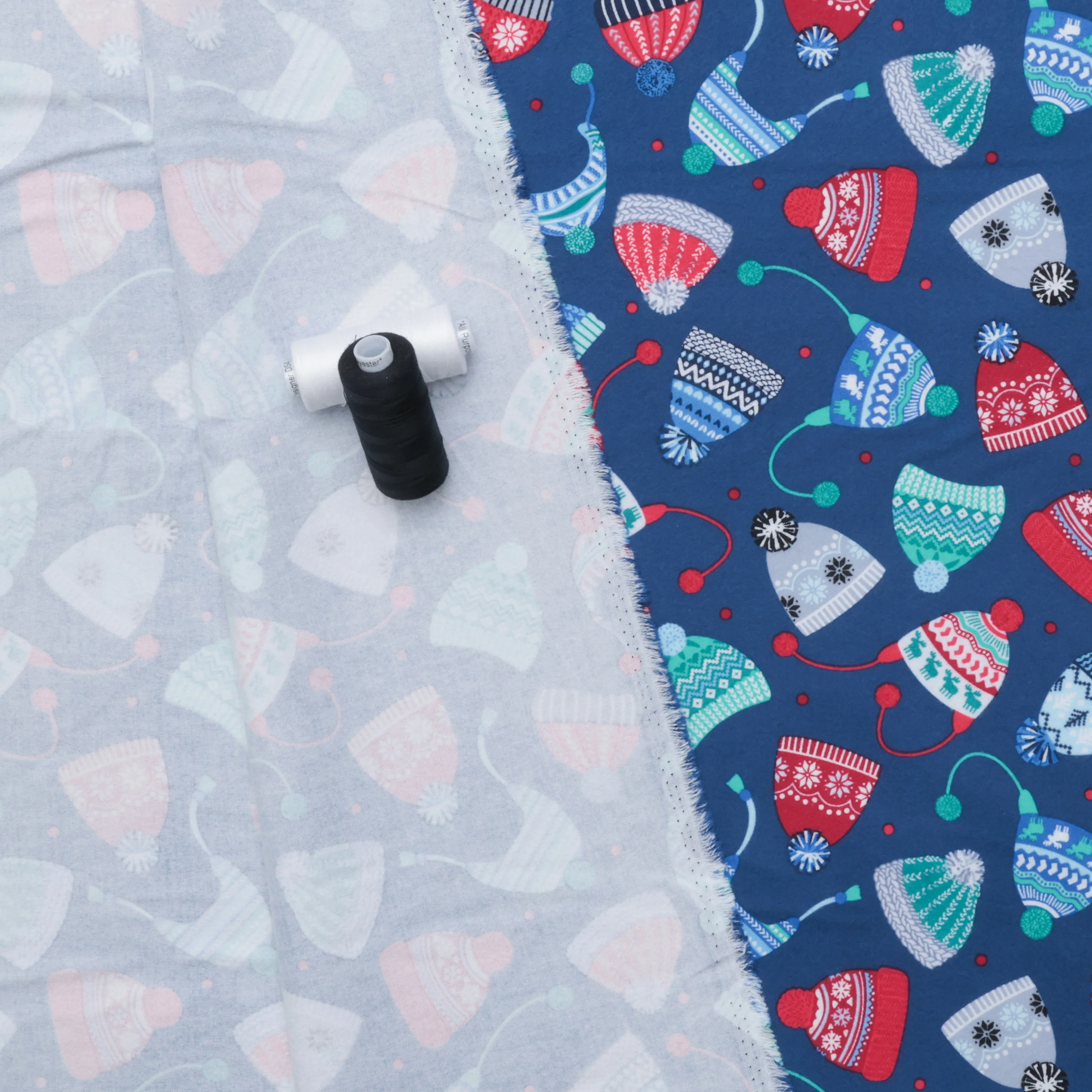 Kanvas Studio - Flannel - Winter Wonders - Cozy Hats - Navy - Image 3