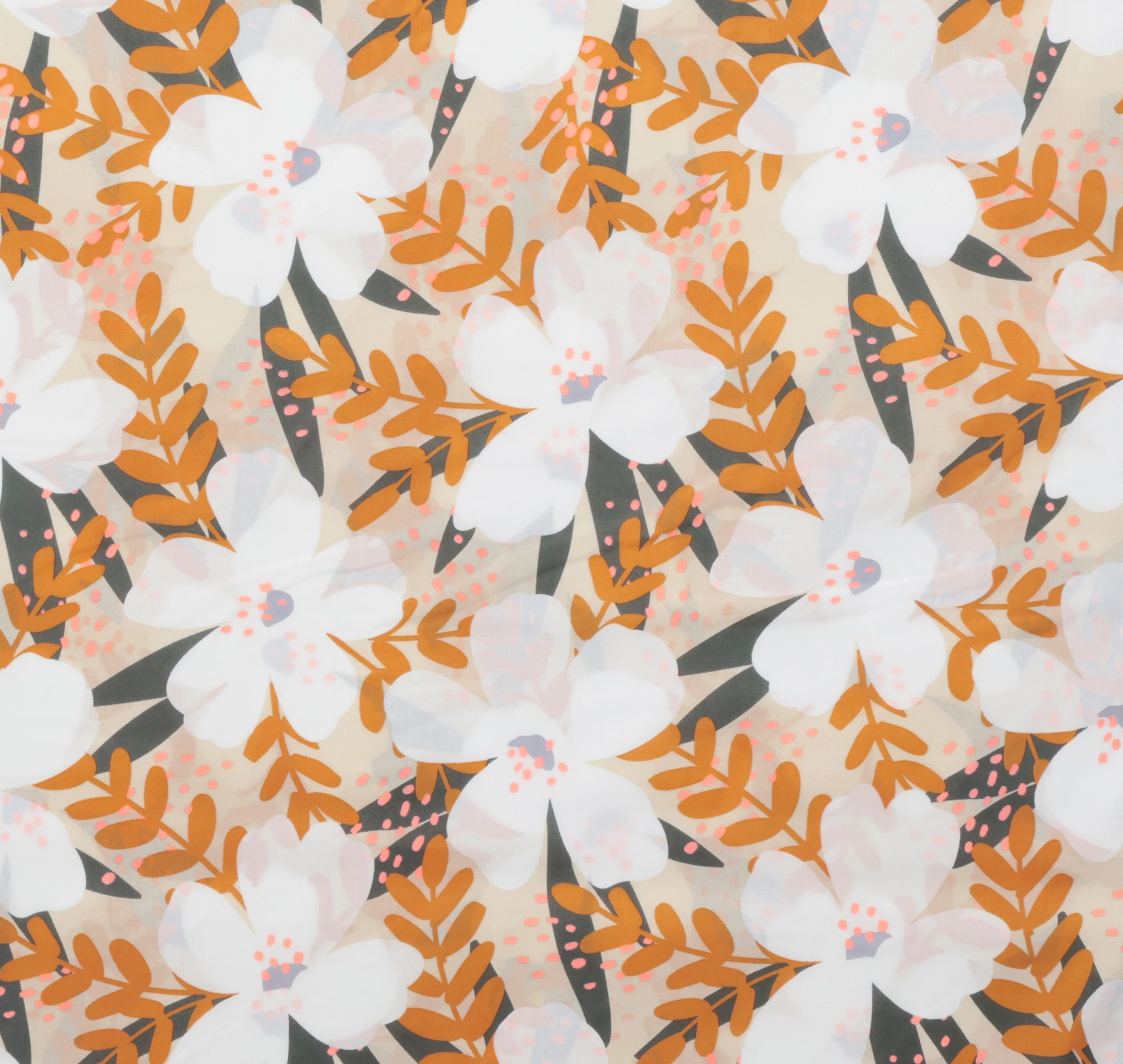 Katia - Cotton - Light Poplin - Neon Flower - Tan - Image 2