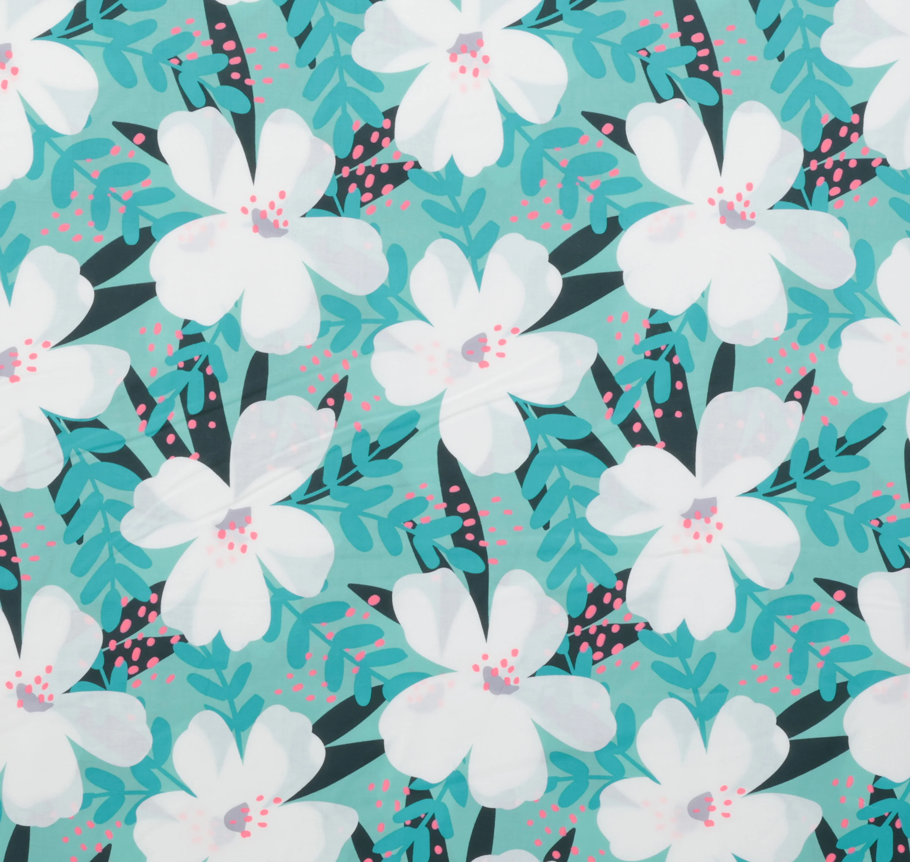 Katia - Cotton - Light Poplin - Neon Flower - Turquoise - Image 2
