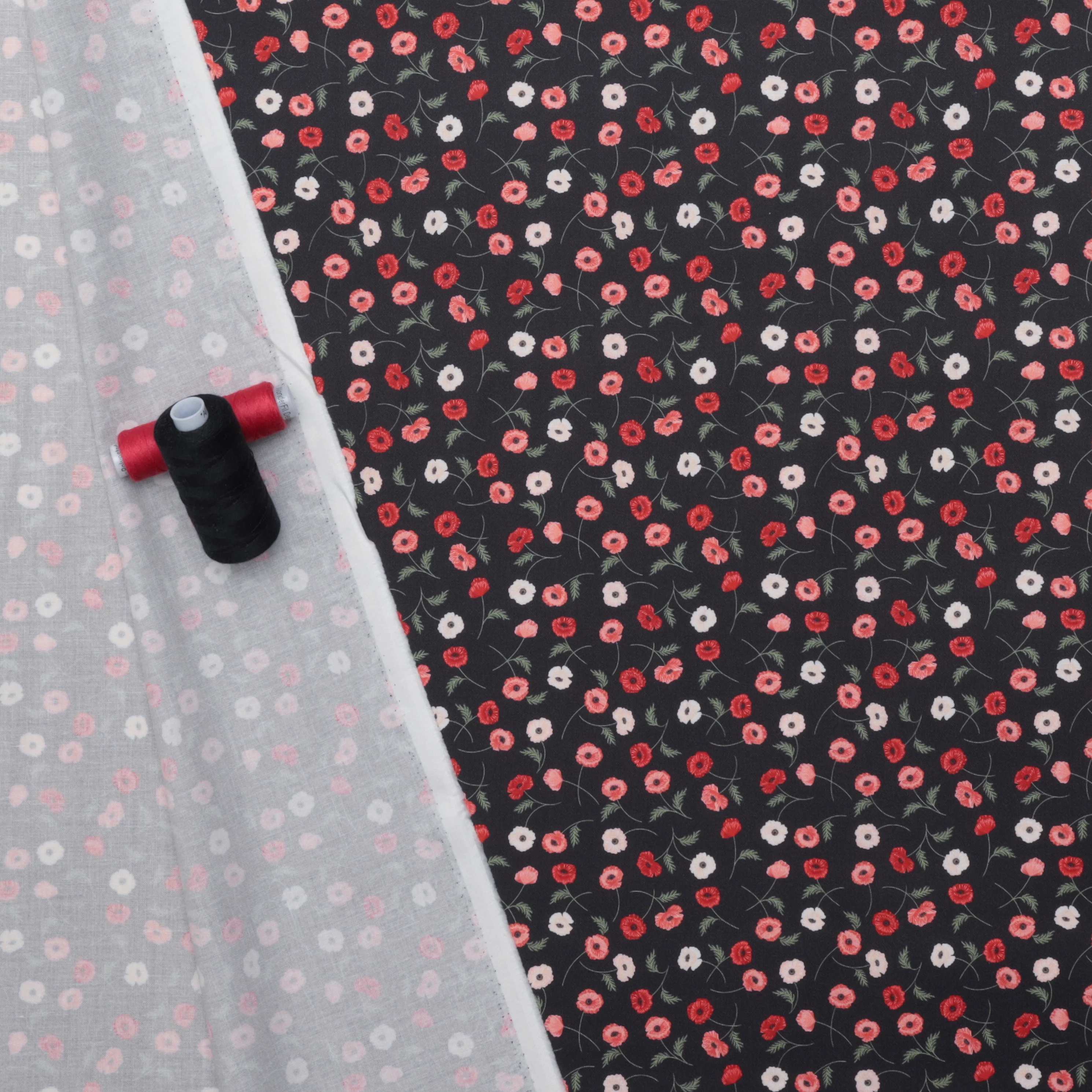 Lewis & Irene - Cotton - Poppies - Multi - Dark - Image 3