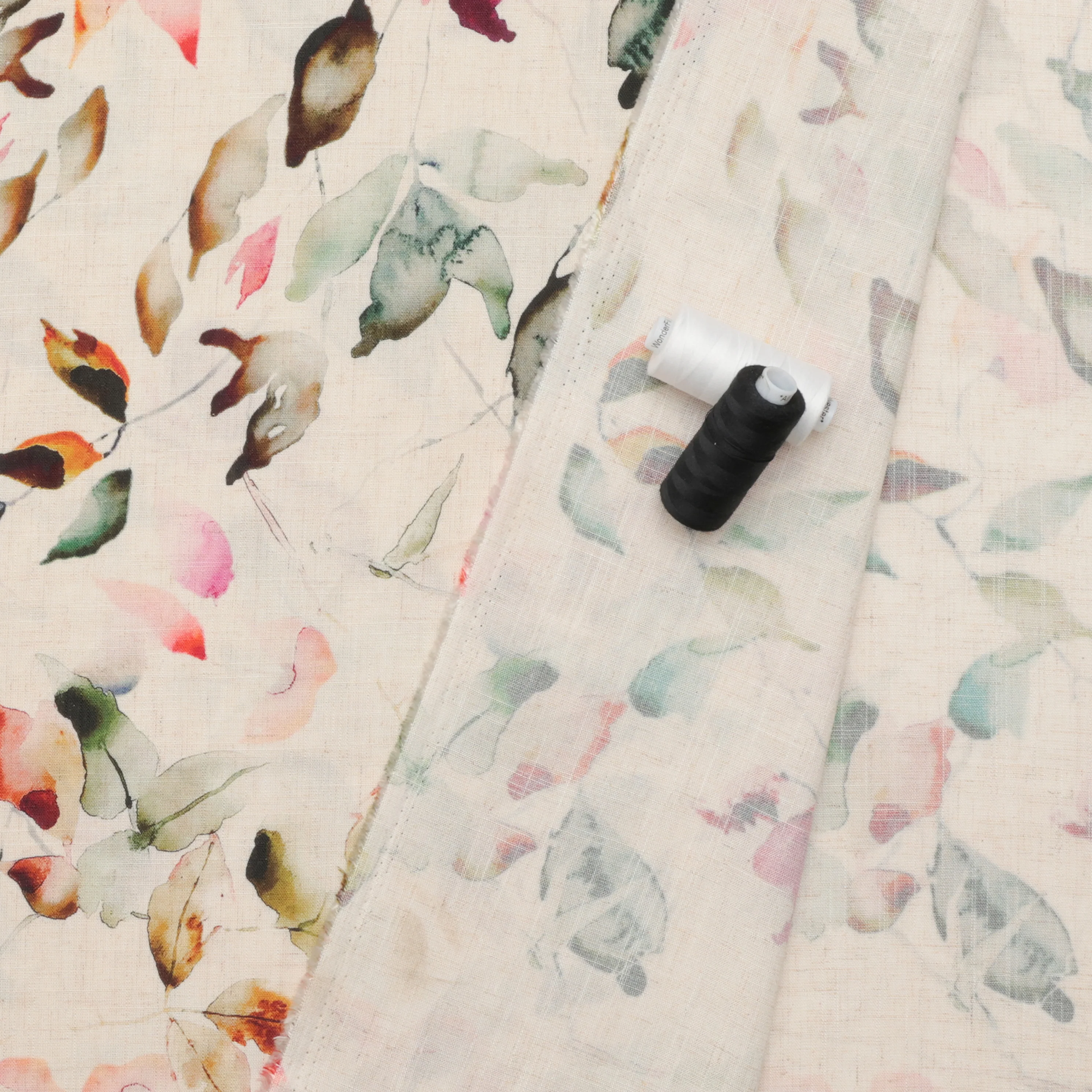 Linen Blend - Laurel Print - Natural Sage Pink - Image 3